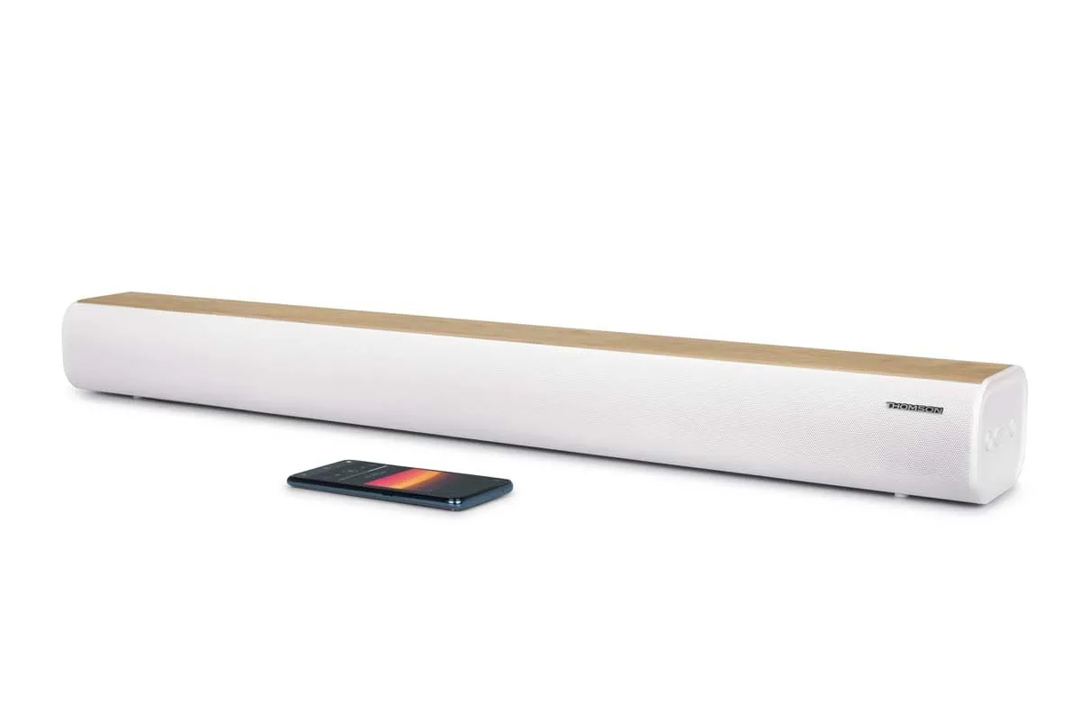 Thomson SB401BT Soundbar 200W - Bluetooth 5.0, Ingresso Ottico, USB & AUX - Bianco & Legno - immagine 1