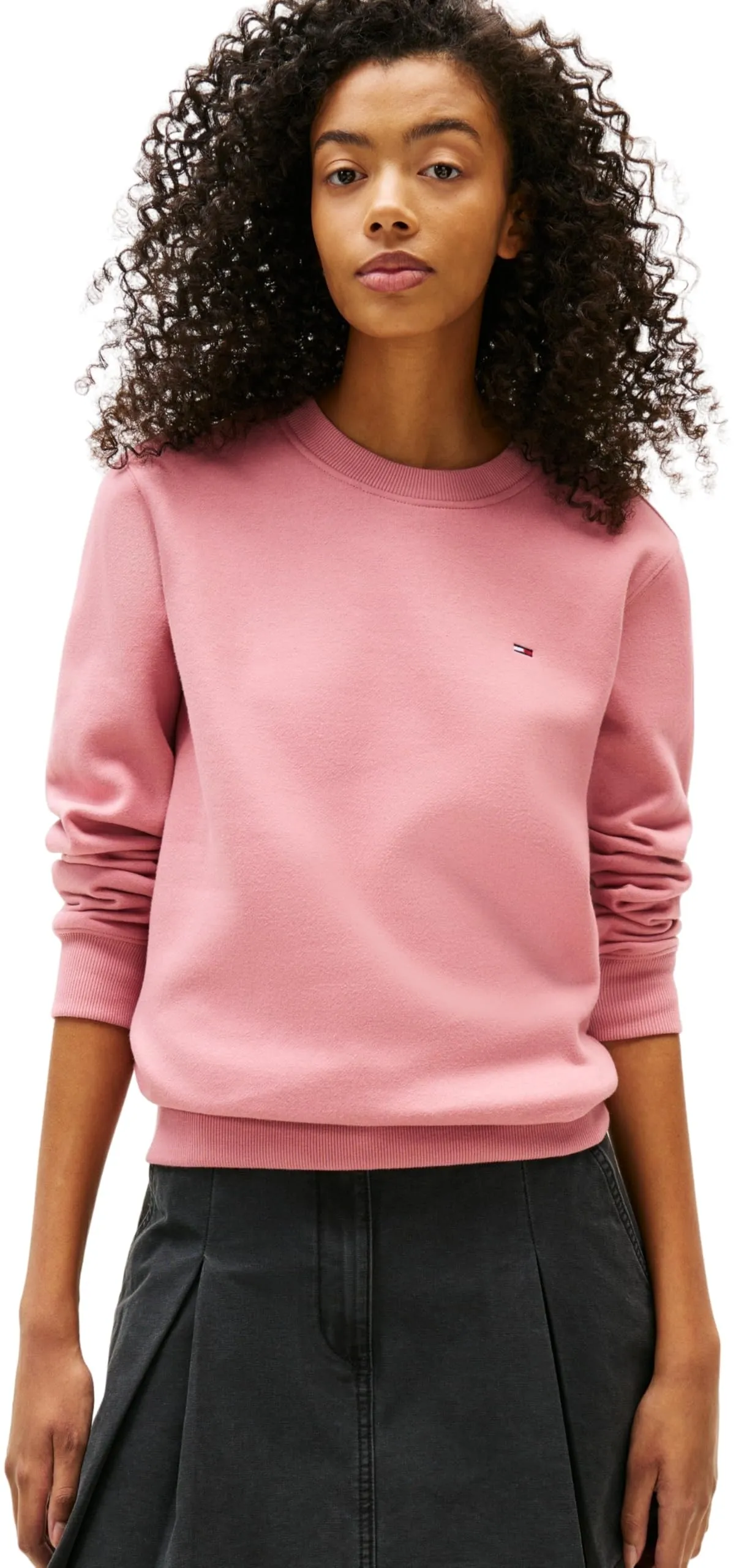 Tommy Jeans Tjw Reg S Flag Crew DW0DW19959 Felpa Pullover Donna Rosa Tahiti Berry XXS - immagine 1