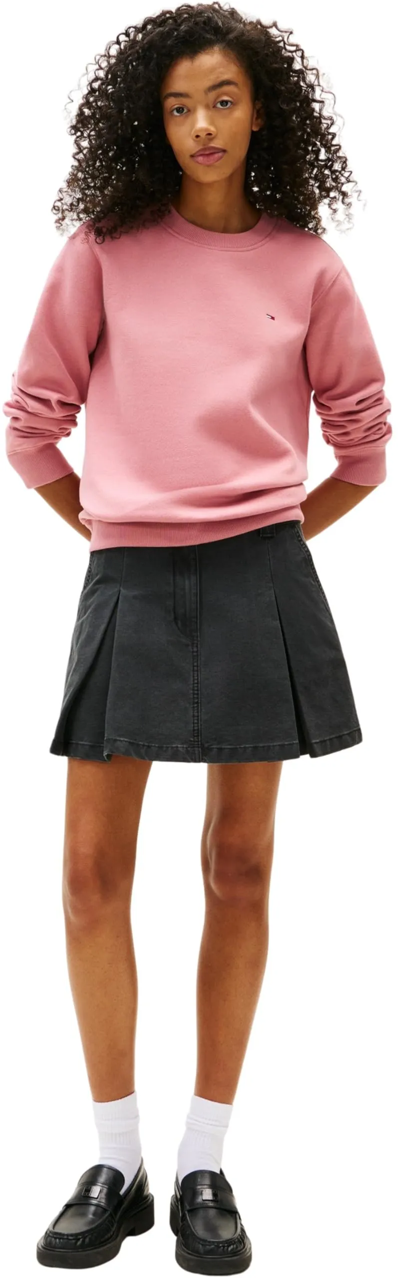 Tommy Jeans Tjw Reg S Flag Crew DW0DW19959 Felpa Pullover Donna Rosa Tahiti Berry XXS - immagine 3