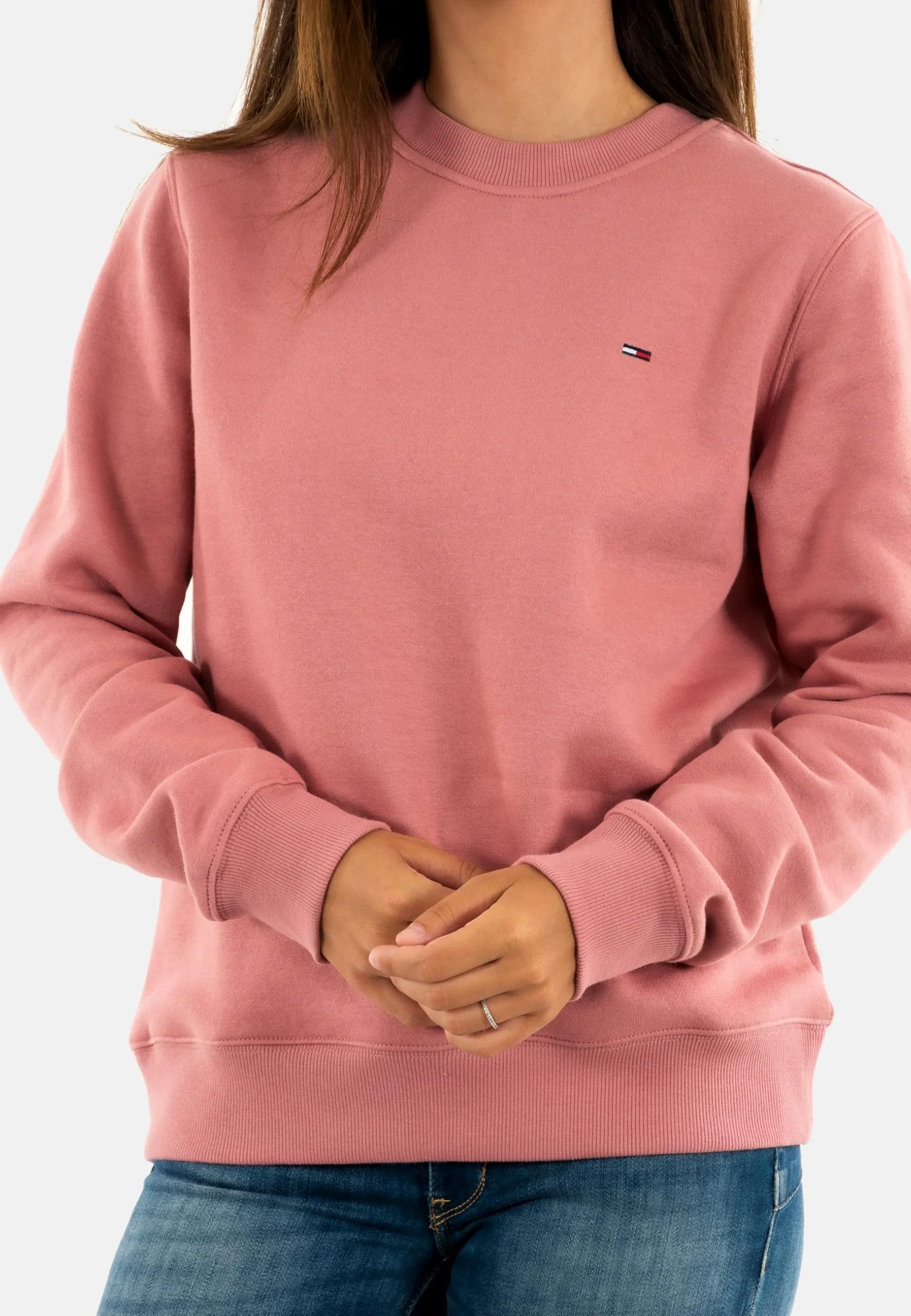 Tommy Jeans Tjw Reg S Flag Crew DW0DW19959 Felpa Pullover Donna Rosa Tahiti Berry XXS - immagine 4