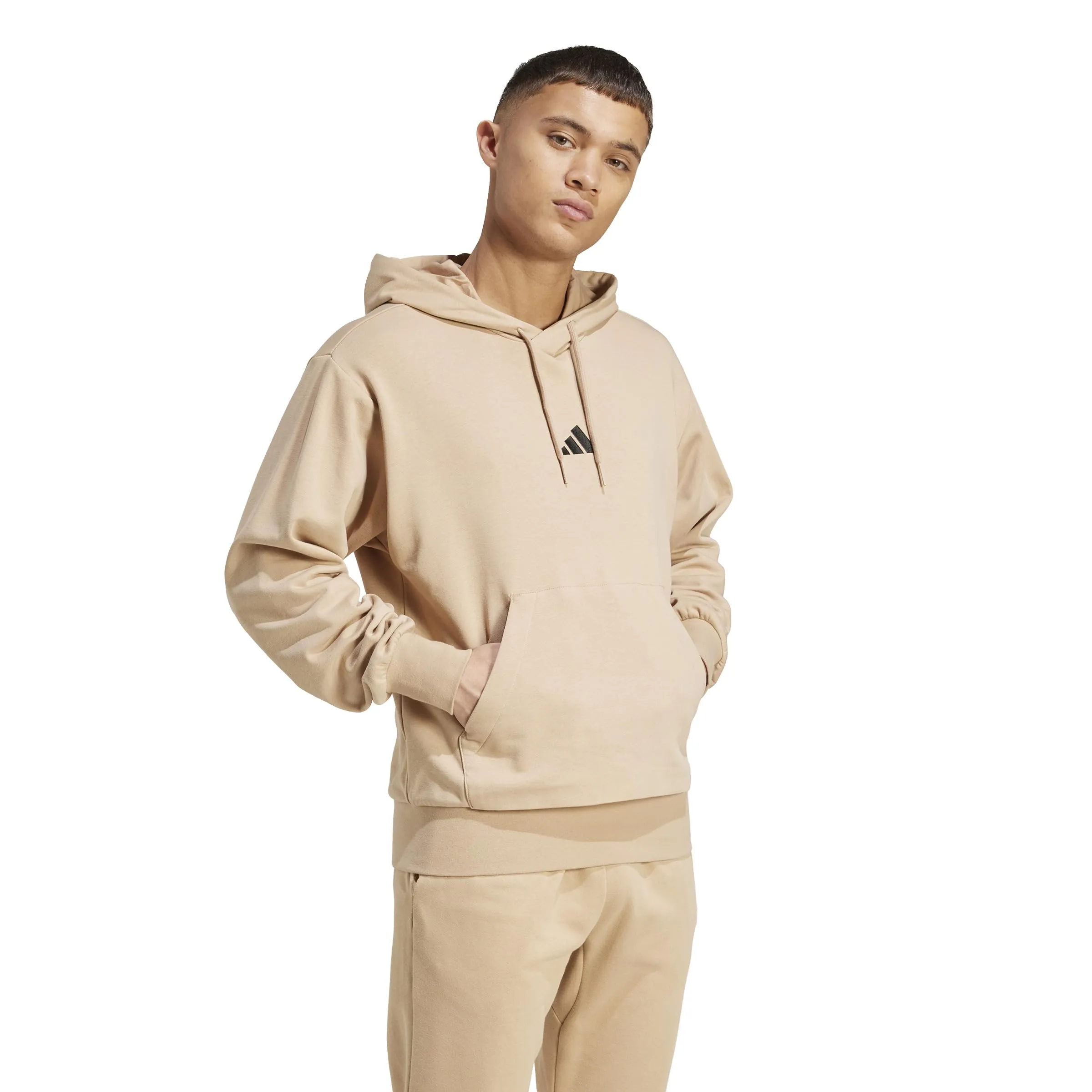 adidas Essentials Feelcozy French Terry Hoodie - Warm Sandstone/Black, S - immagine 6
