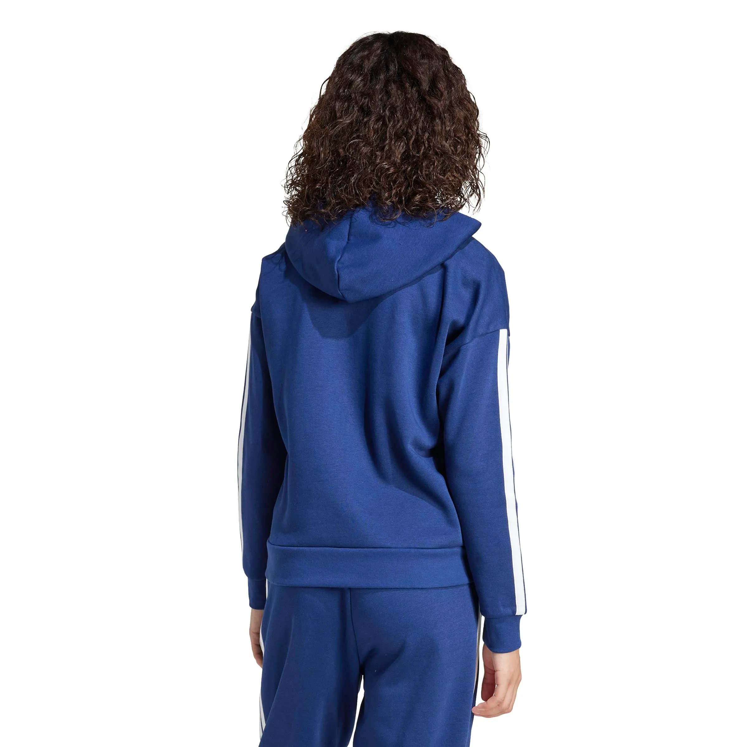adidas Donna Essentials 3-Stripes Full-Zip Fleece Hoodie Sweatshirt, Dark Blue/White, XXS - immagine 2