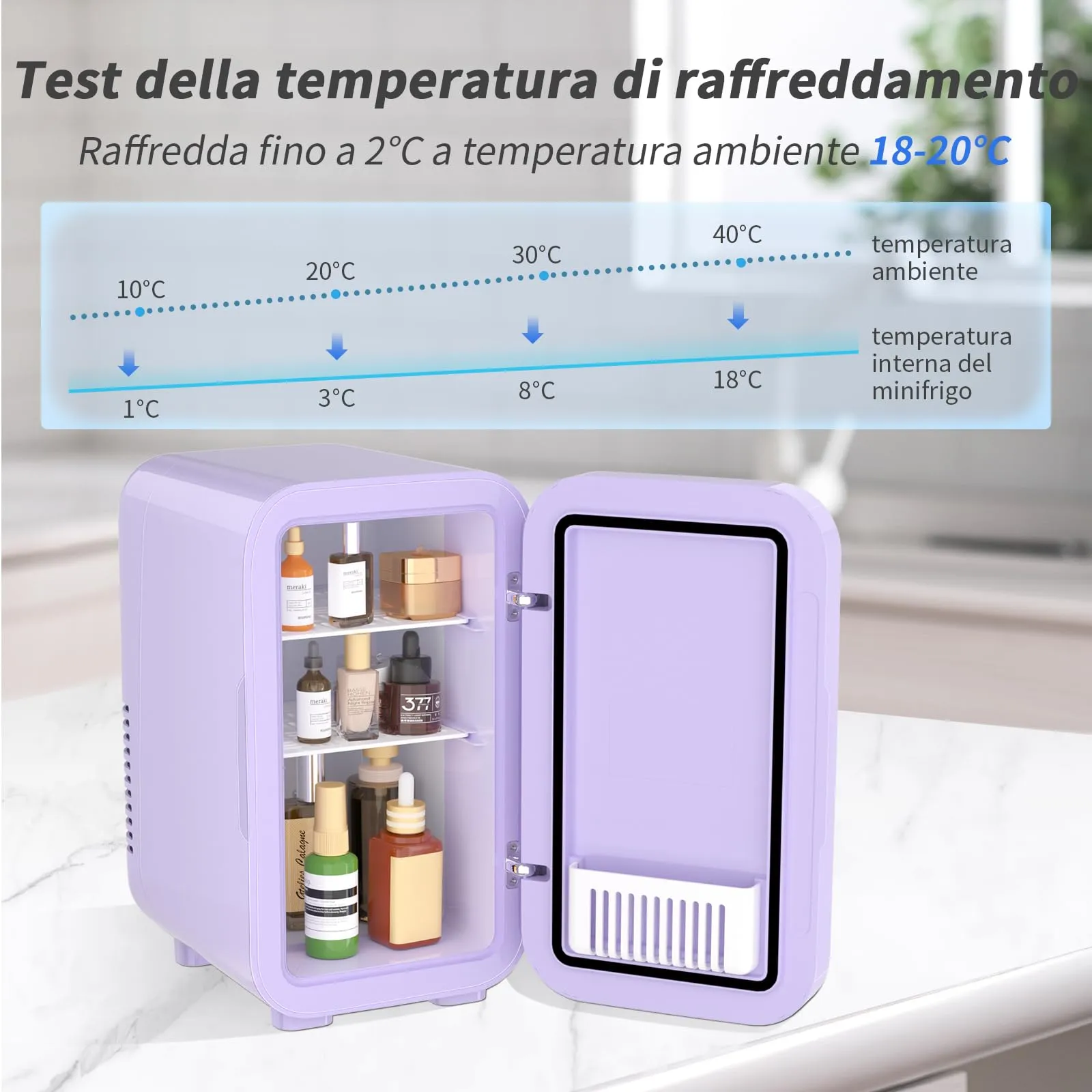 YASHE Mini Frigo Termoelettrico 6 Litri AC/DC, Viola - immagine 4