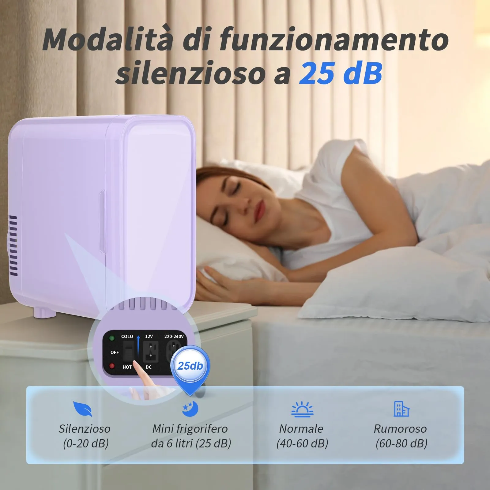 YASHE Mini Frigo Termoelettrico 6 Litri AC/DC, Viola - immagine 8