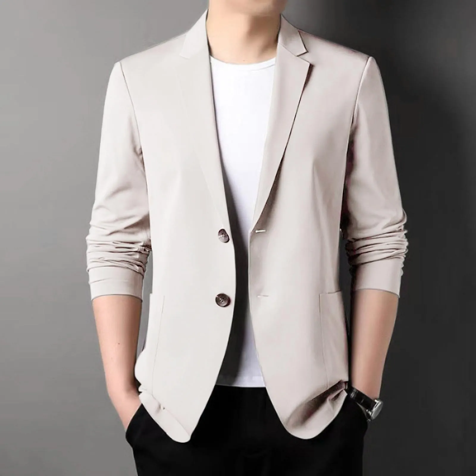 Giacca Blazer Uomo Slim Fit in Cotone Monopetto a Due Bottoni - immagine 3