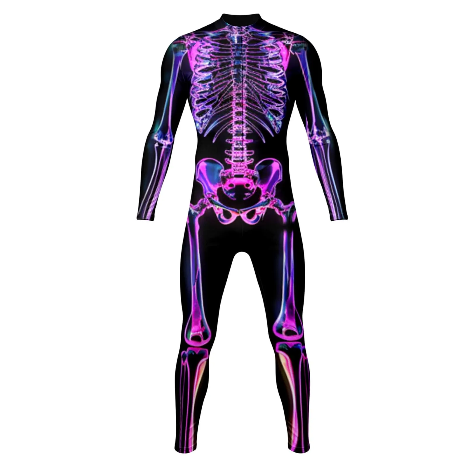 Vhersily Tuta da Donna con Stampa Scheletro 3D Costume Cosplay Halloween Slim Fit - immagine 4