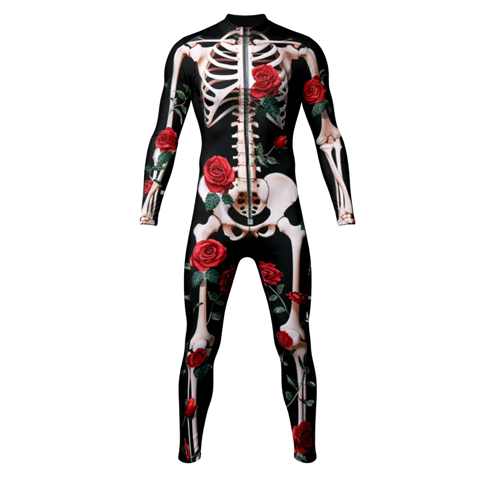 Vhersily Tuta da Donna con Stampa Scheletro 3D Costume Cosplay Halloween Leggings Slim Fit - immagine 4