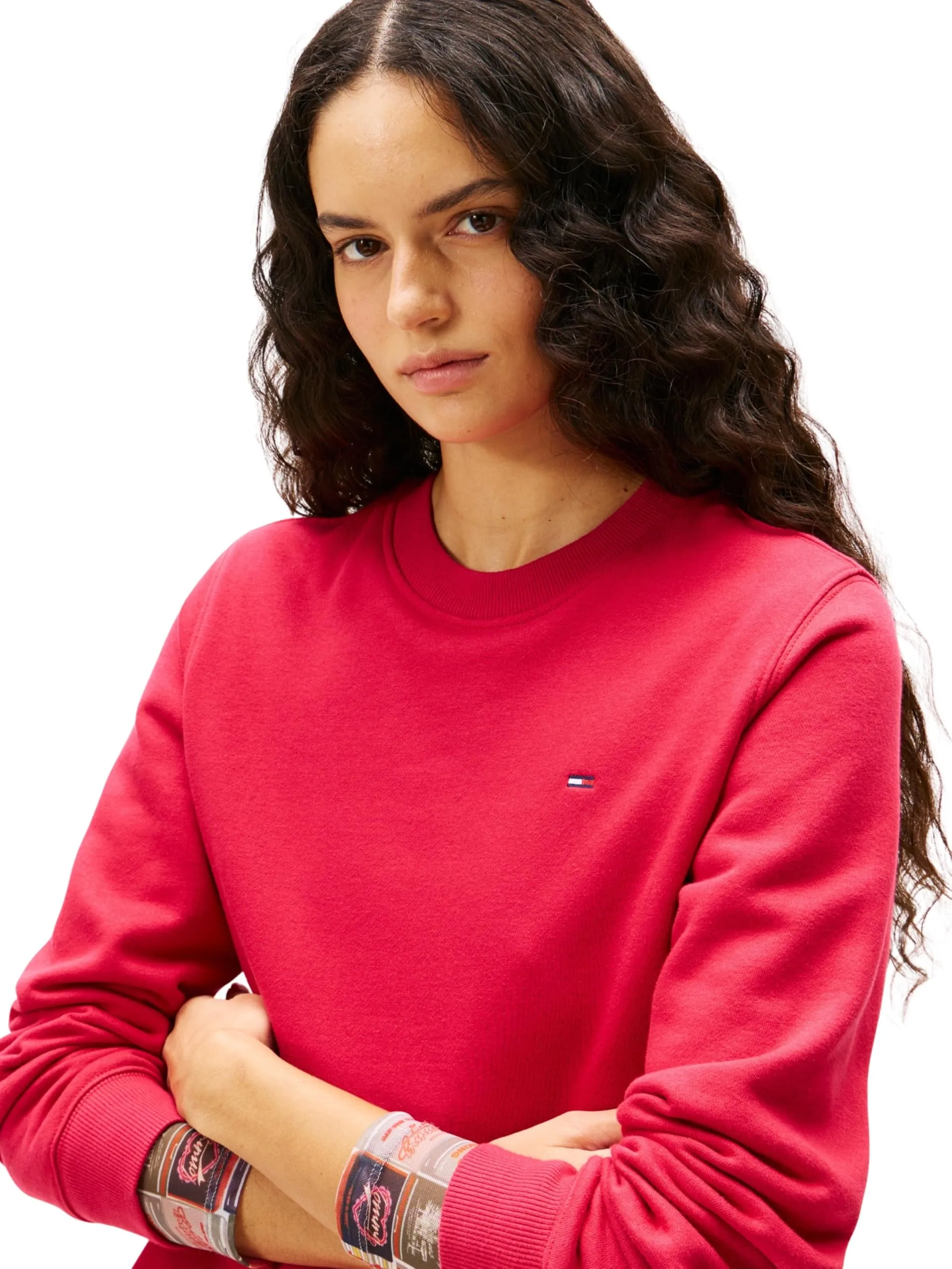 Tommy Jeans Tjw Reg S Flag Crew DW0DW19959 Felpa Pullover Donna, Rosso (Ruby Rhubarb), XS - immagine 3