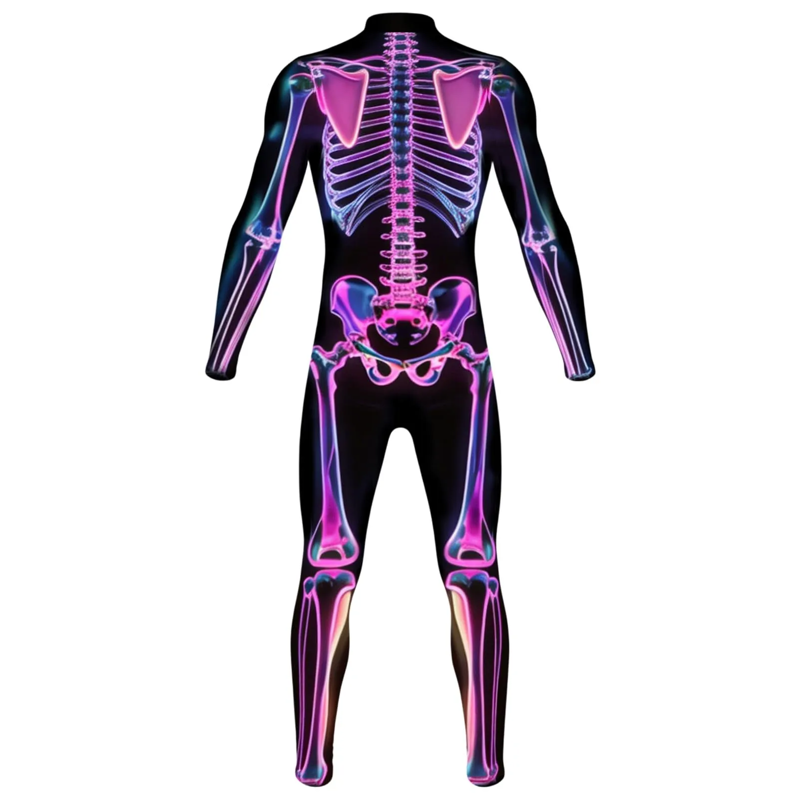 Vhersily Tuta da Donna con Stampa Scheletro Halloween Leggings Slim Fit Costume Cosplay 3D - immagine 5