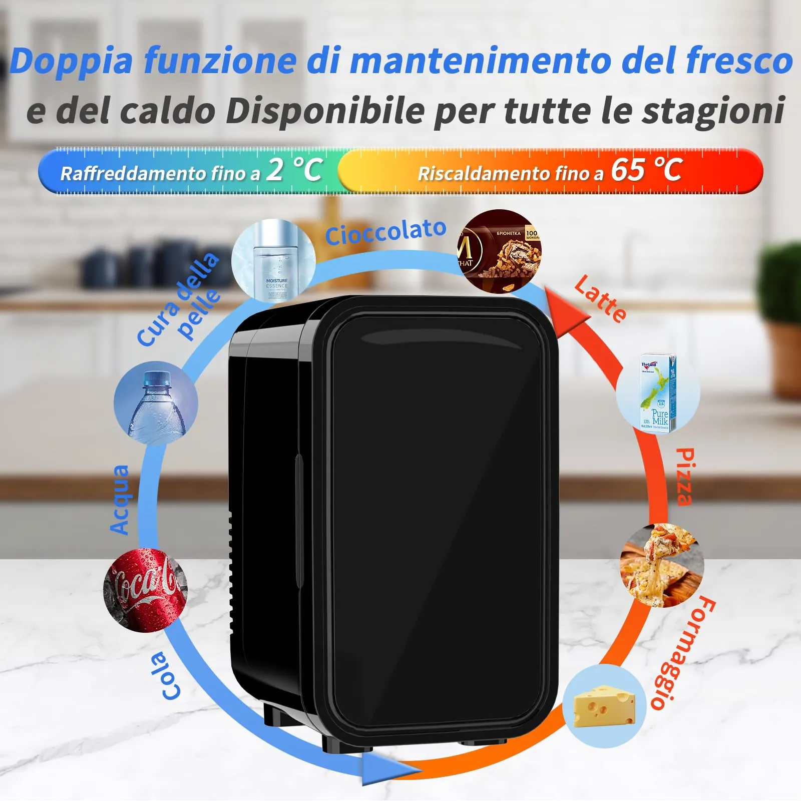 YASHE Mini Frigo Termoelettrico 6 Litri, AC/DC, Nero - immagine 3