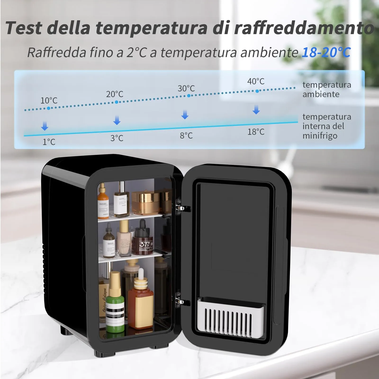 YASHE Mini Frigo Termoelettrico 6 Litri, AC/DC, Nero - immagine 4