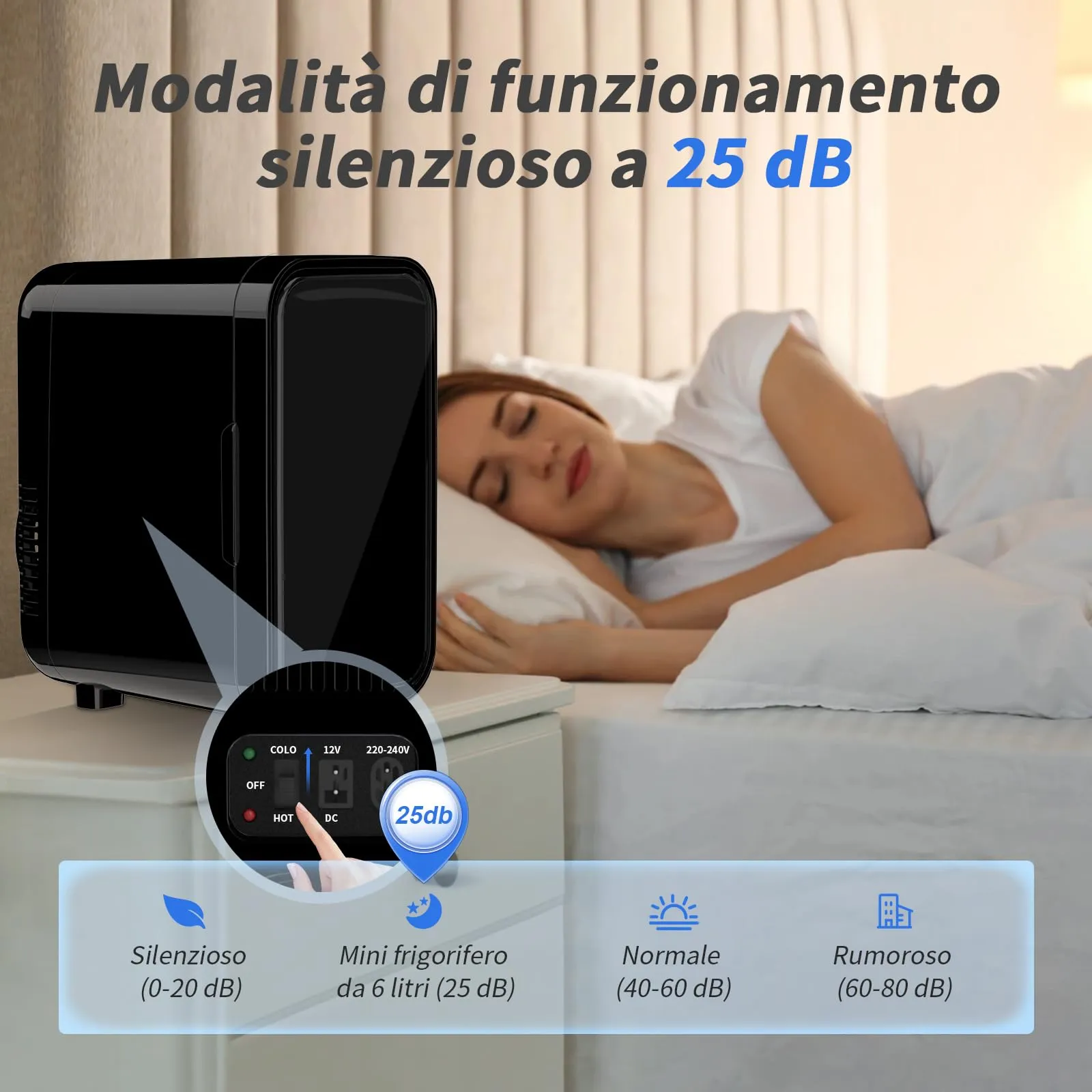 YASHE Mini Frigo Termoelettrico 6 Litri, AC/DC, Nero - immagine 8