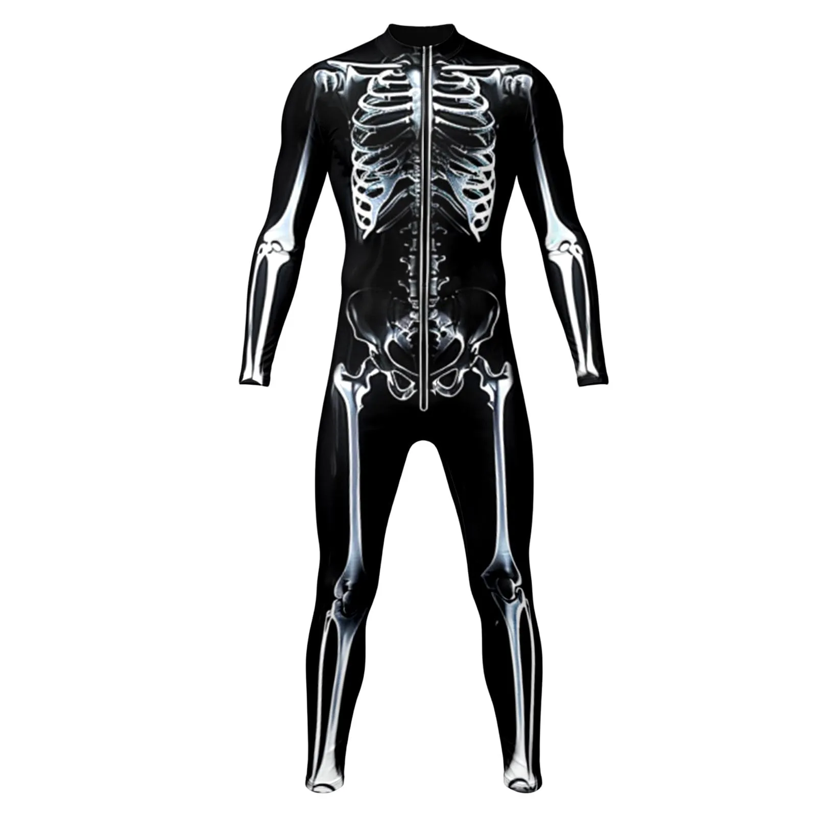 Vhersily Tuta da Donna Scheletro di Halloween Leggings Slim Fit Costume Cosplay 3D - immagine 5