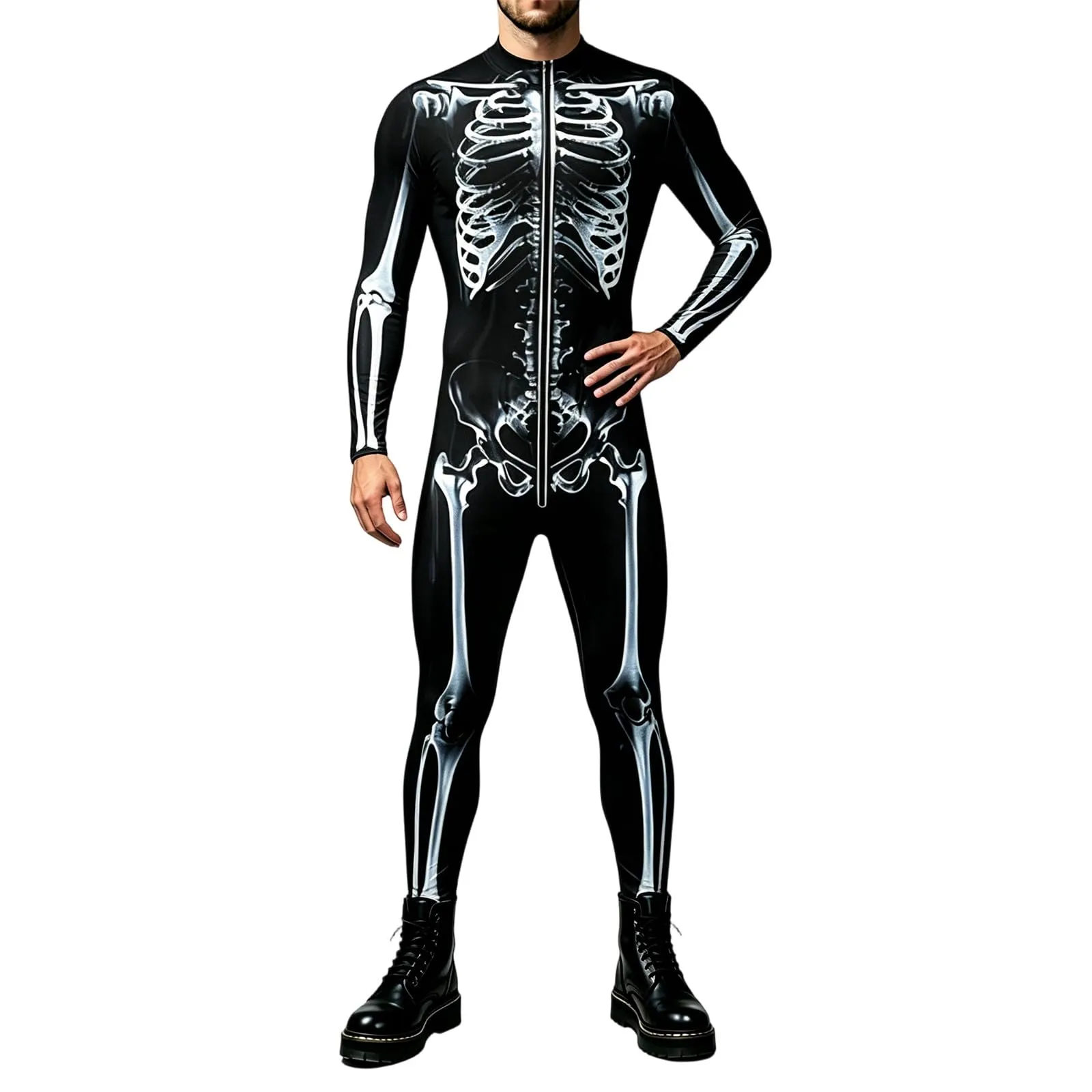 Vhersily Tuta da Donna Scheletro di Halloween, Leggings Slim Fit Costume Cosplay Stampa 3D - immagine 1