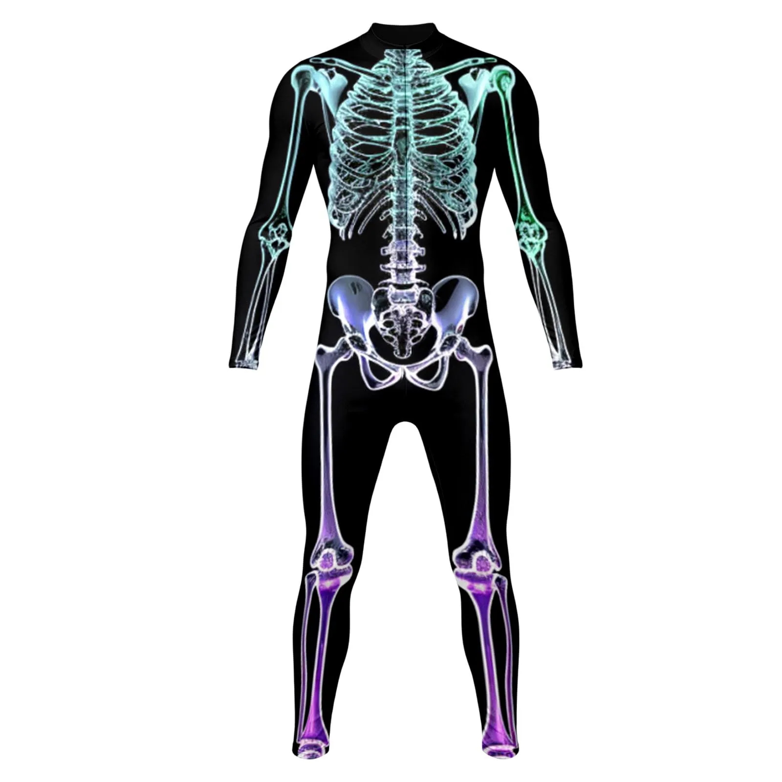 Vhersily Tuta da Donna con Stampa Scheletro 3D Costume Cosplay Halloween Leggings Stretti Slim Fit - immagine 5