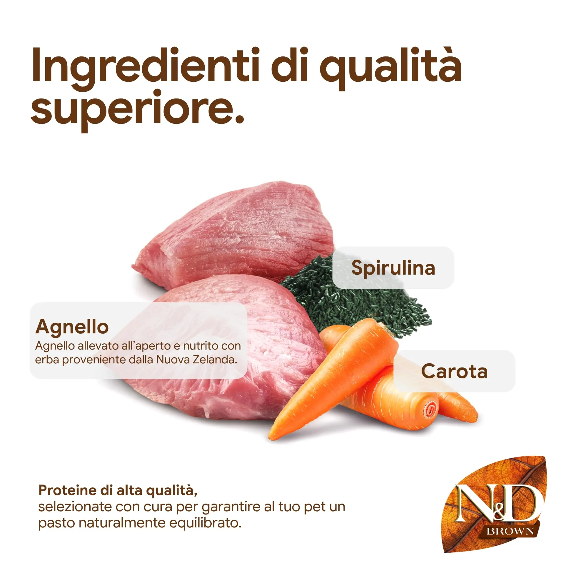 N&D Brown Agnello Spirulina & Carota Cane Puppy Mini, 1,5kg - immagine 4