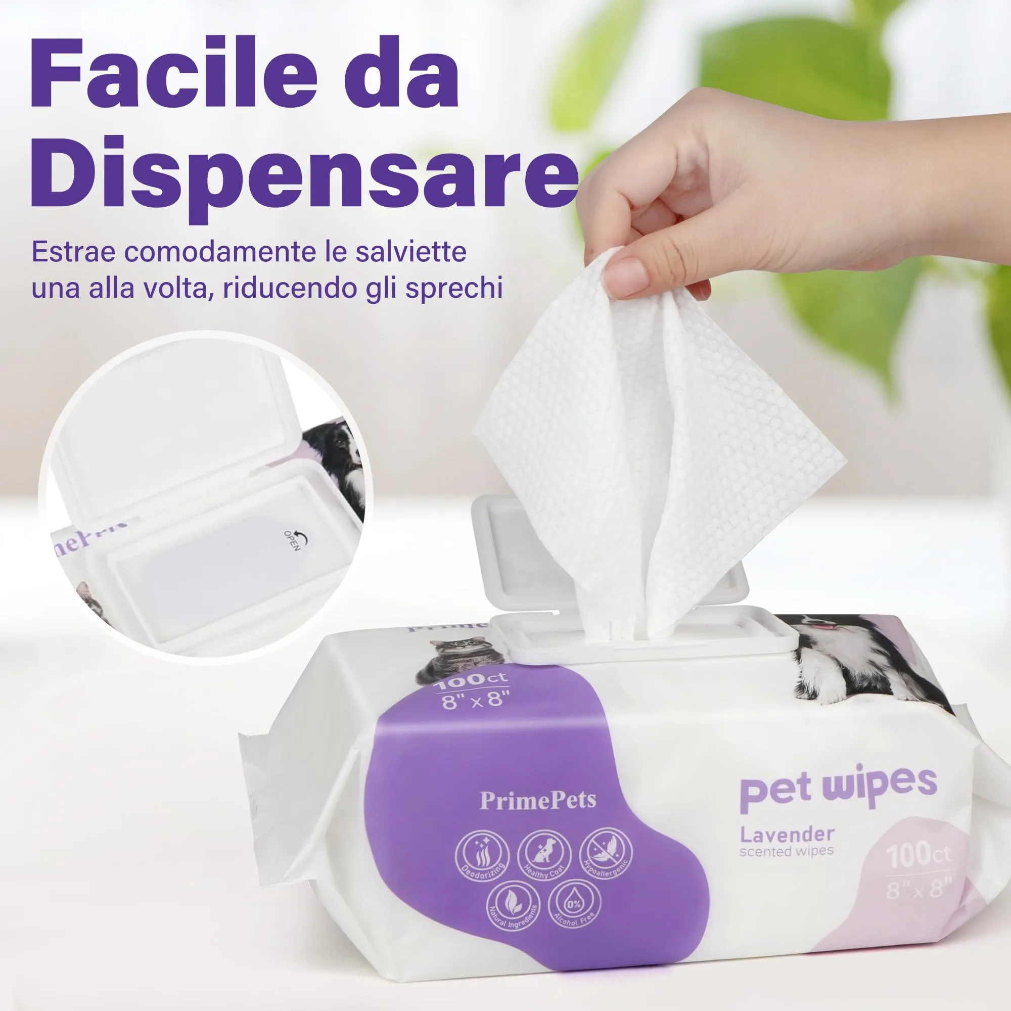 PrimePets Salviette Cane alla Lavanda, 400 Pezzi - immagine 5