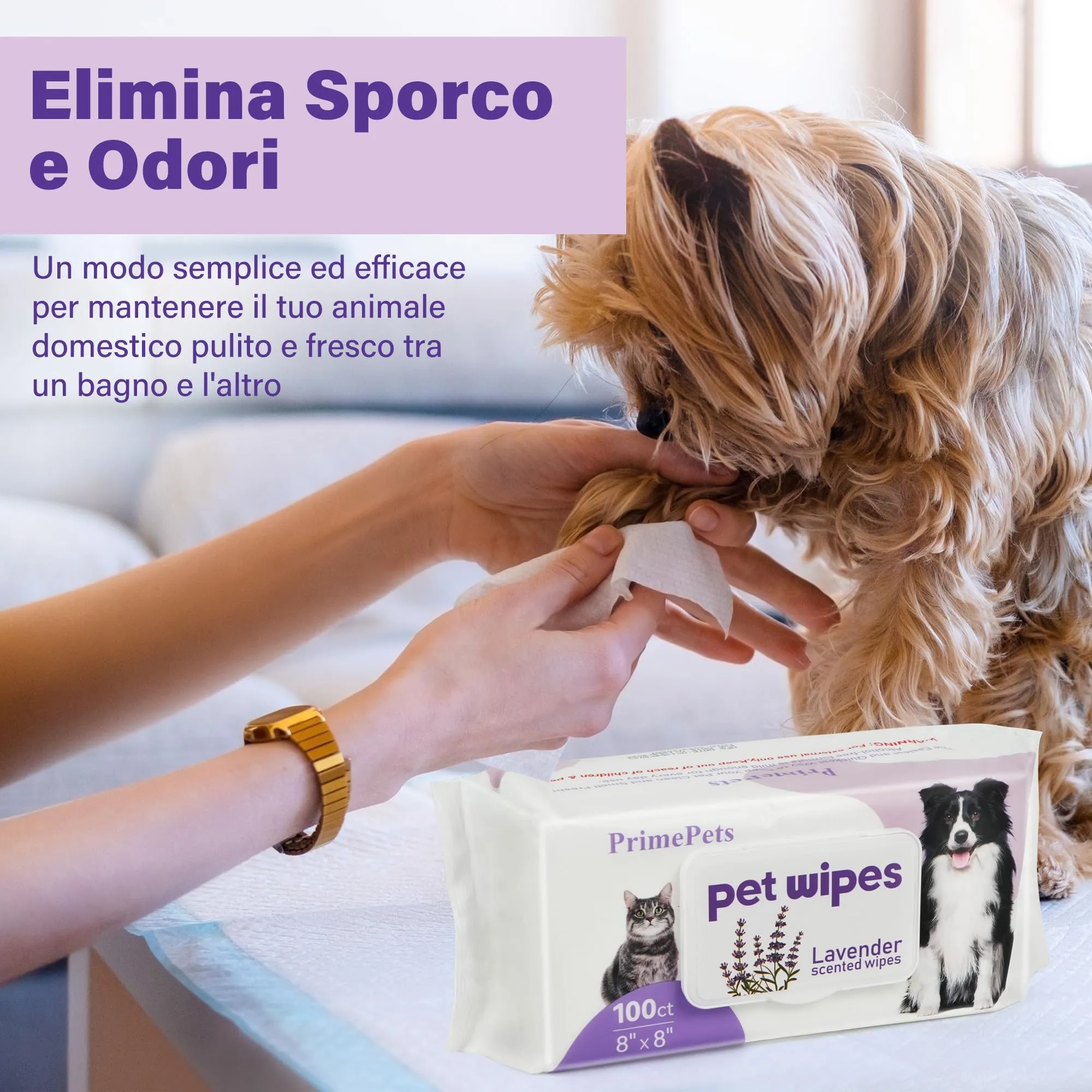 PrimePets Salviette Cane alla Lavanda, 400 Pezzi - immagine 6