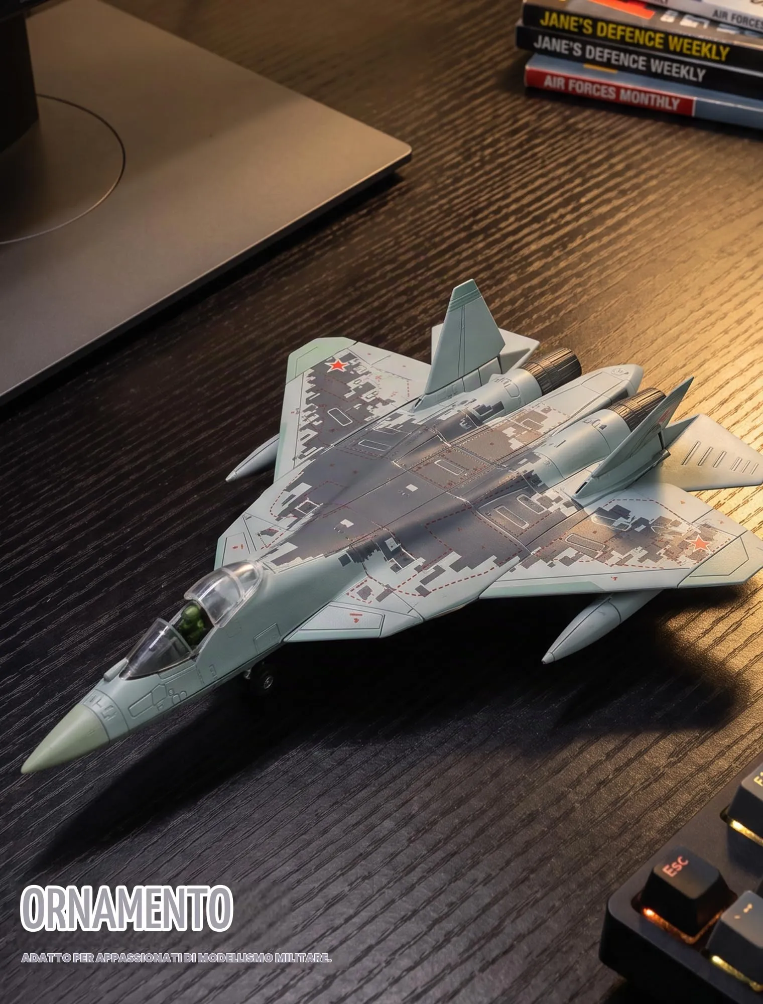 SEBUNAS Modellino Aereo da Caccia SU-57 in Plastica, Scala 1:72, 31 Pezzi con Supporto - immagine 5