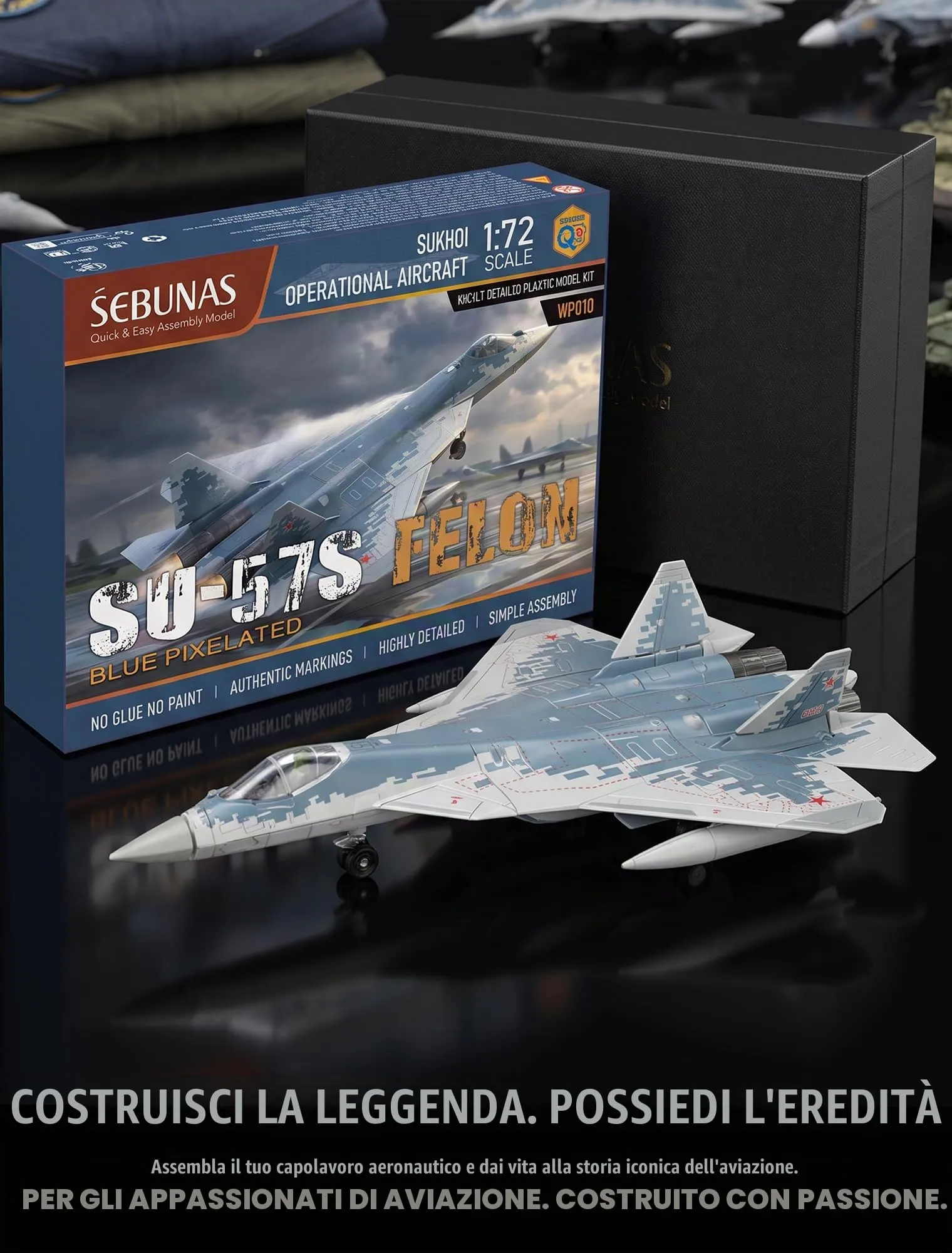 SEBUNAS 1/72 SU-57S Russian Stealth Multi-role Fighter Jet Plastic Model Kit (31 Pieces) - immagine 6