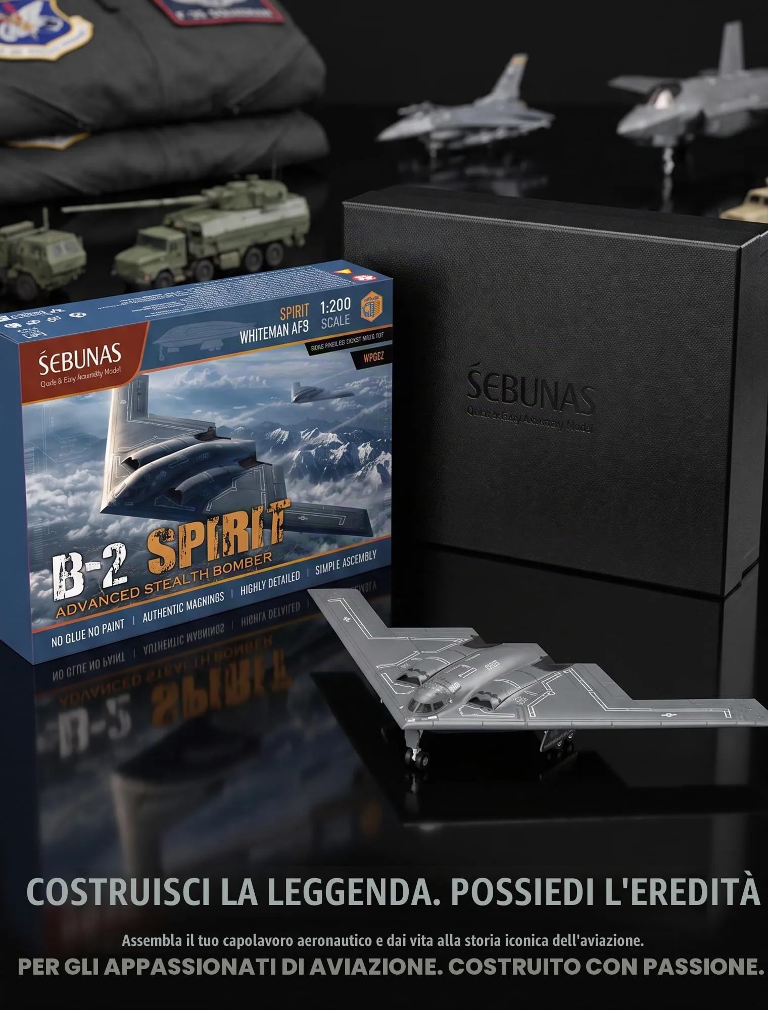 SEBUNAS 1/200 B-2 Spirit USAF Stealth Bomber Plastic Model Kit (20 Pieces) - immagine 6