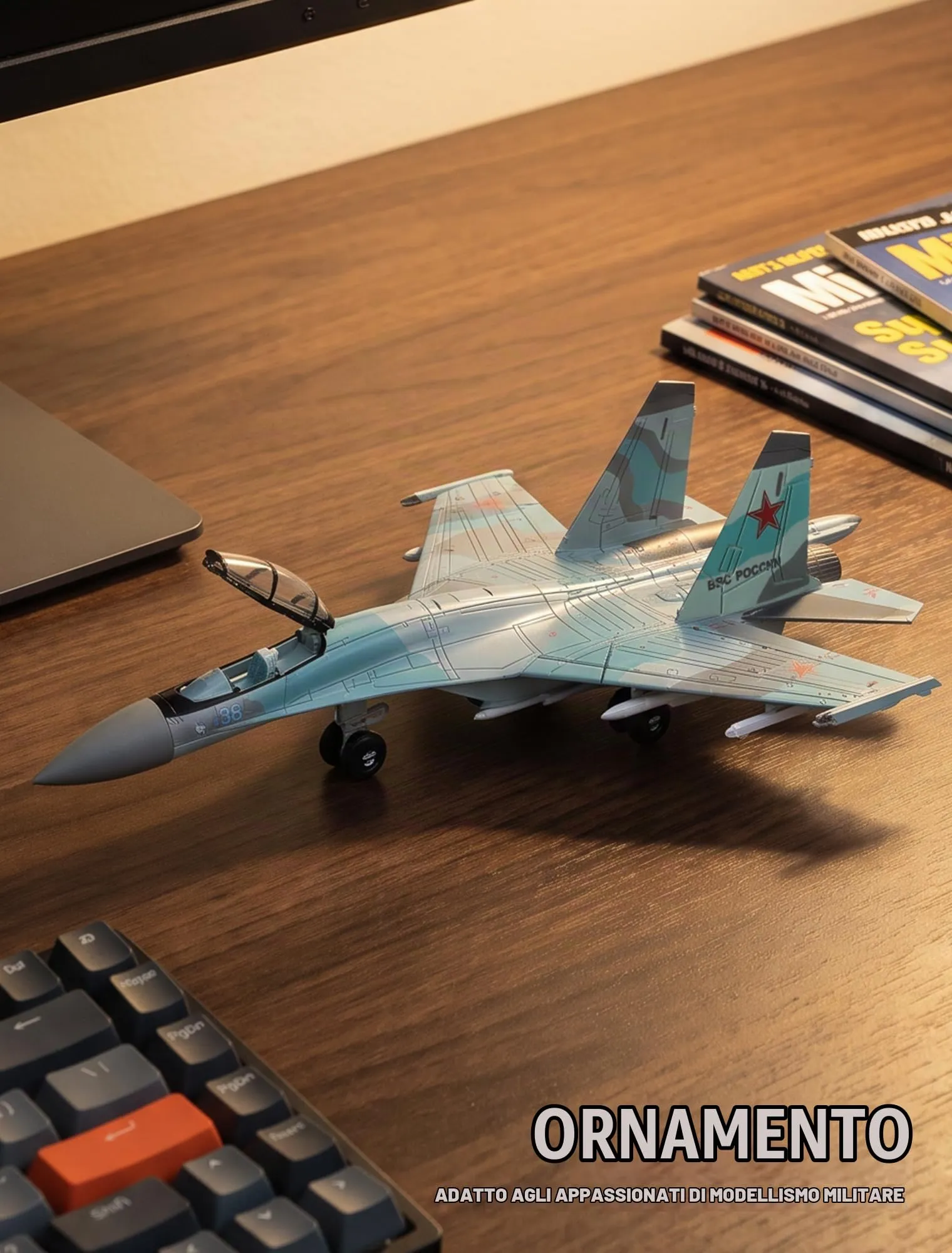 SEBUNAS Kit Modello di Aereo da Caccia SU-35S in Scala 1:100 in Plastica, 25 Pezzi - immagine 5