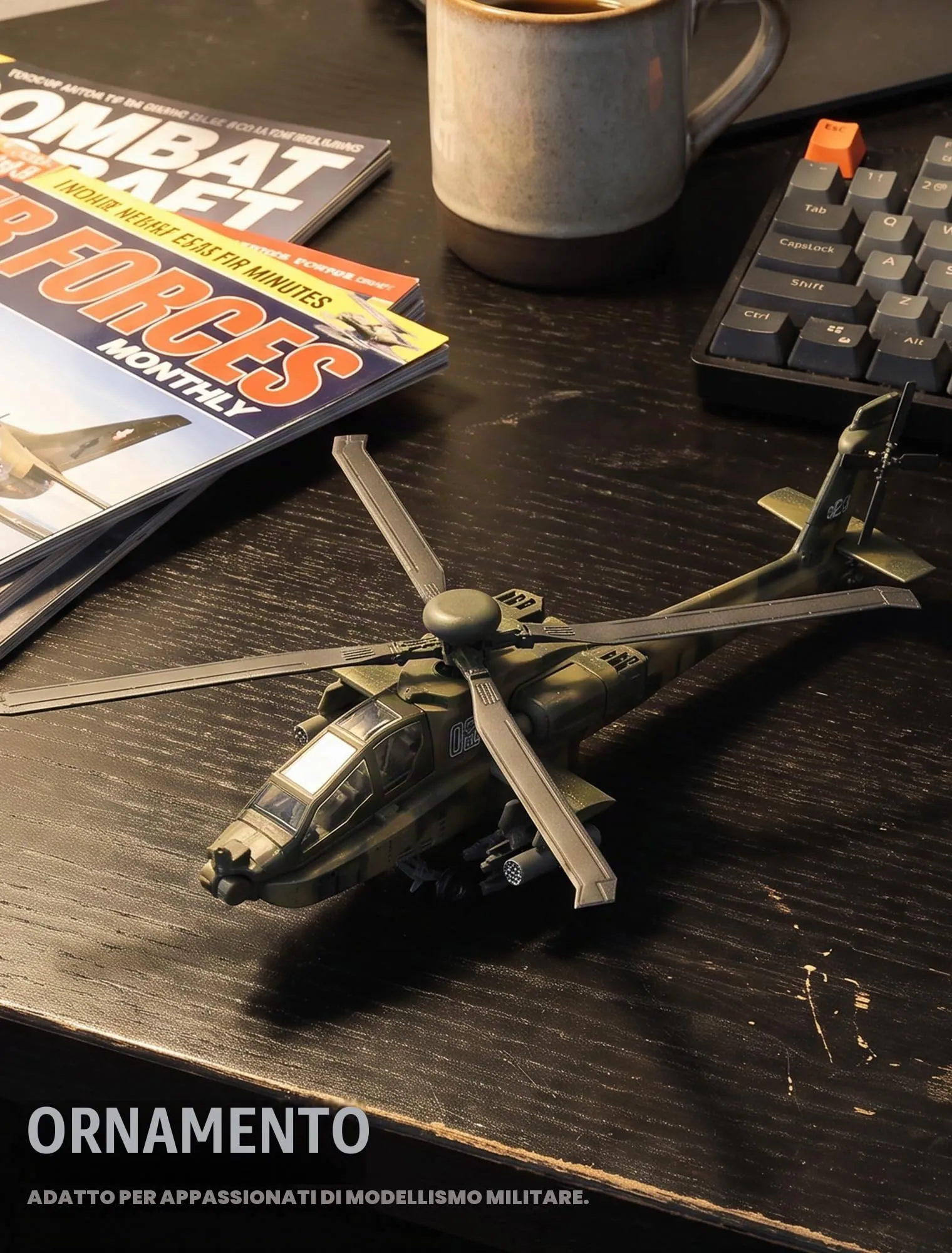 SEBUNAS Kit Modellino Elicottero AH-64 Apache in Plastica, Scala 1:72, 25 Pezzi - immagine 5
