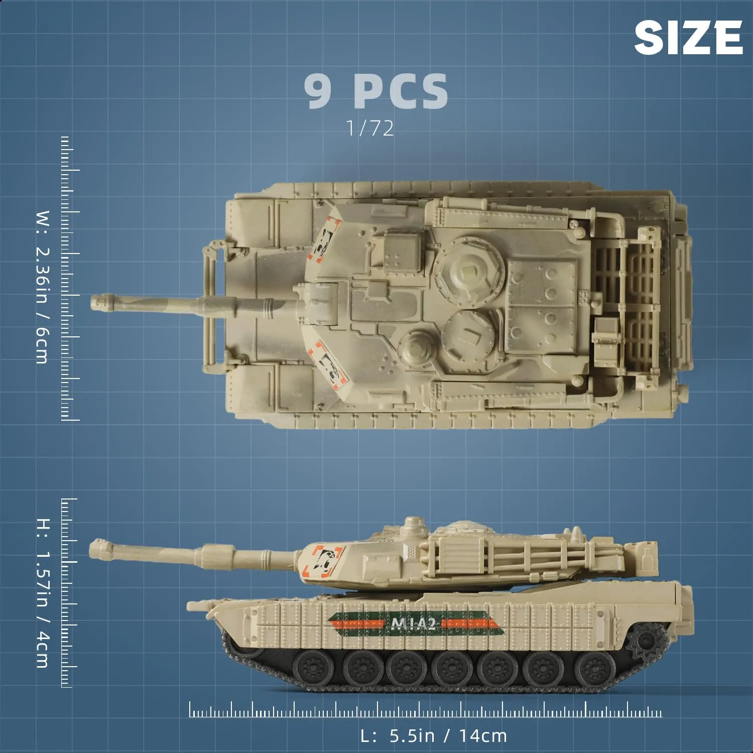 SEBUNAS 1/72 Quick Build M1A2 American Main Battle Tank Model Kit - immagine 2