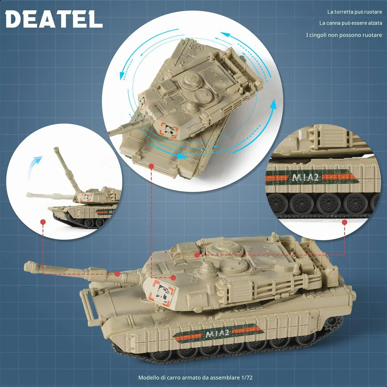 SEBUNAS 1/72 Quick Build M1A2 American Main Battle Tank Model Kit - immagine 3