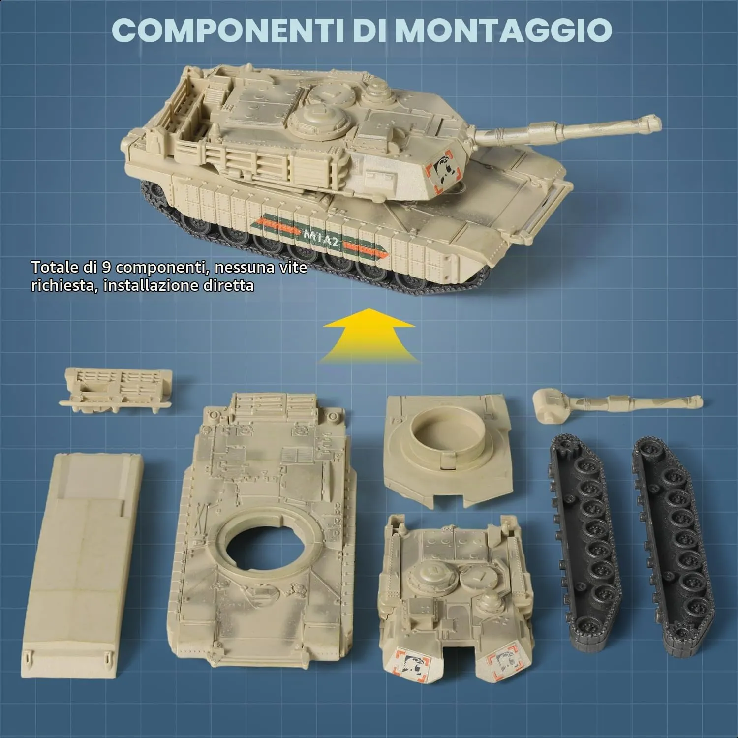 SEBUNAS 1/72 Quick Build M1A2 American Main Battle Tank Model Kit - immagine 4