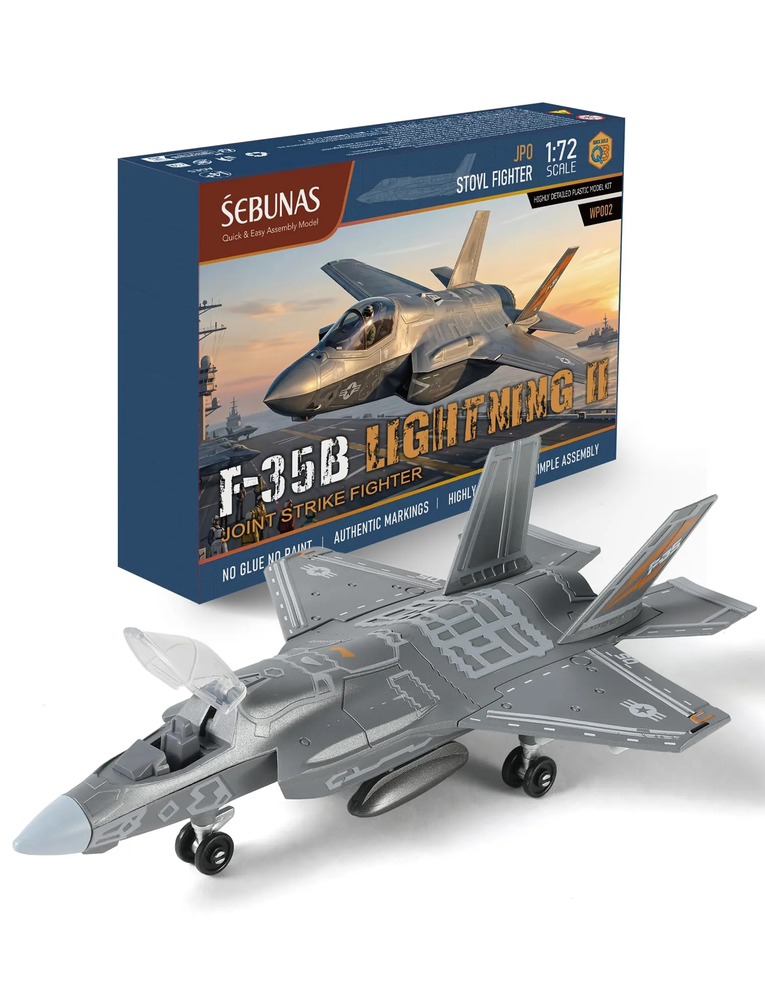 SEBUNAS Modello di Aereo da Caccia F-35 in scala 1:72, Kit in Plastica con Supporto (27 pezzi) - immagine 1