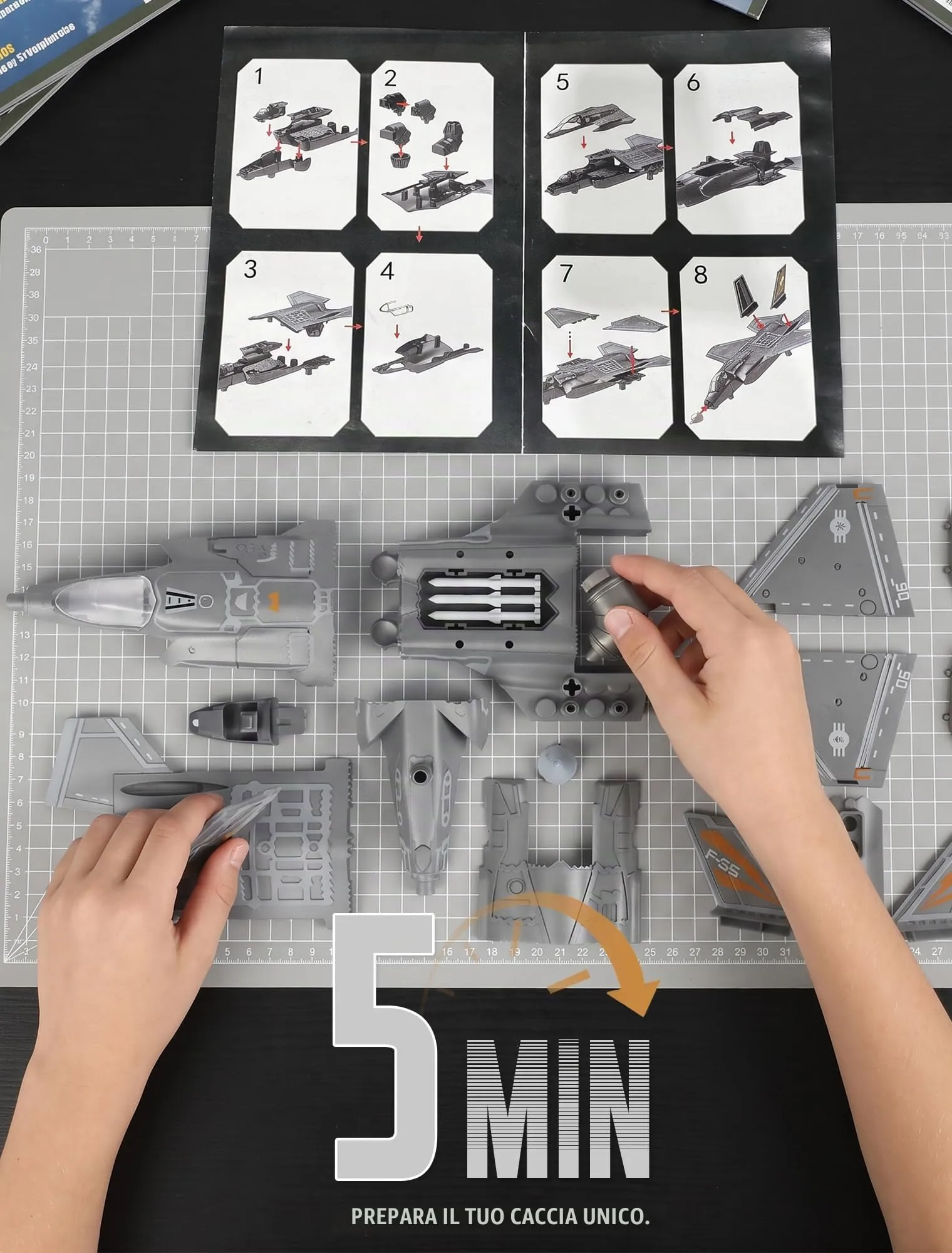 SEBUNAS Modello di Aereo da Caccia F-35 in scala 1:72, Kit in Plastica con Supporto (27 pezzi) - immagine 3