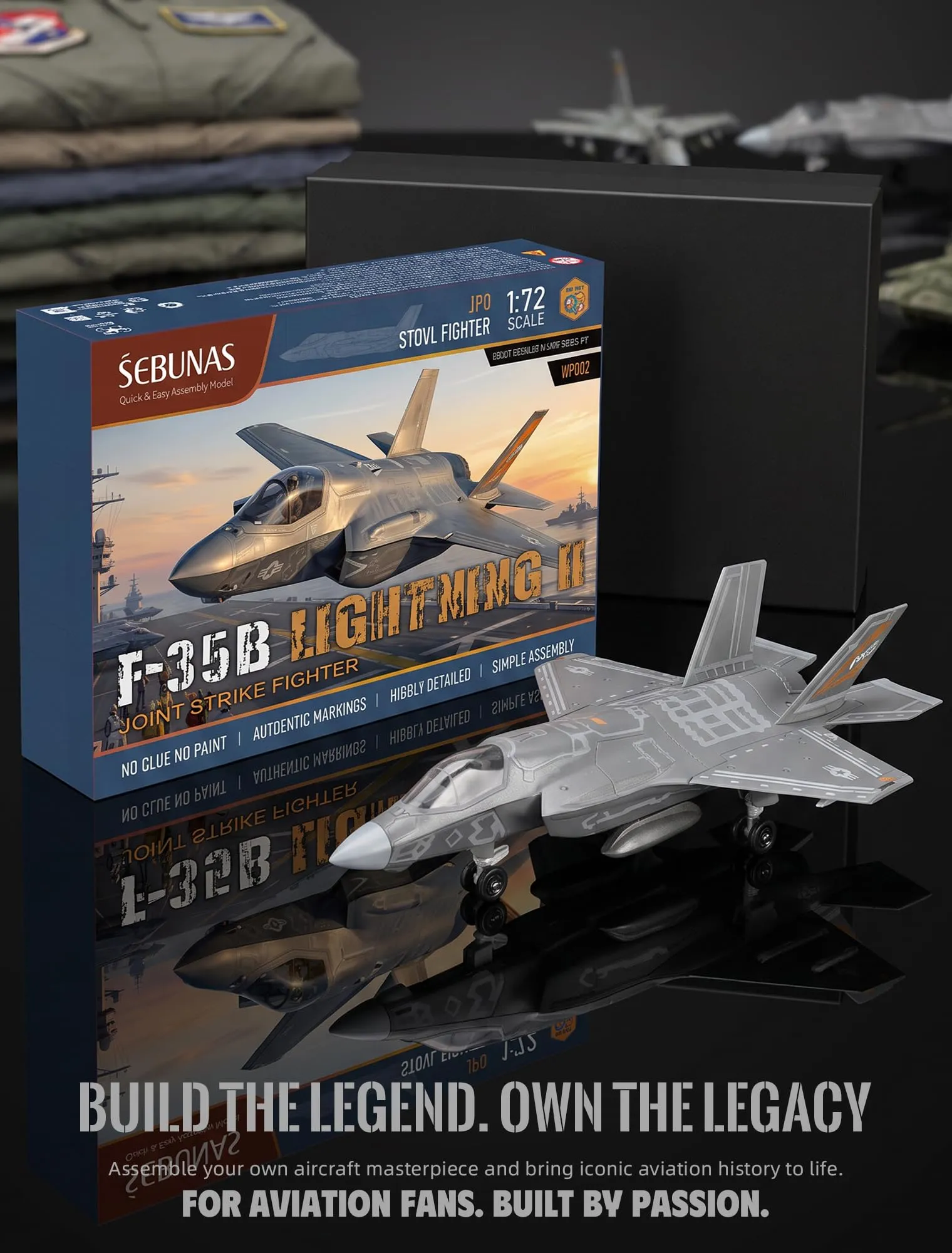 SEBUNAS Modello di Aereo da Caccia F-35 in scala 1:72, Kit in Plastica con Supporto (27 pezzi) - immagine 6