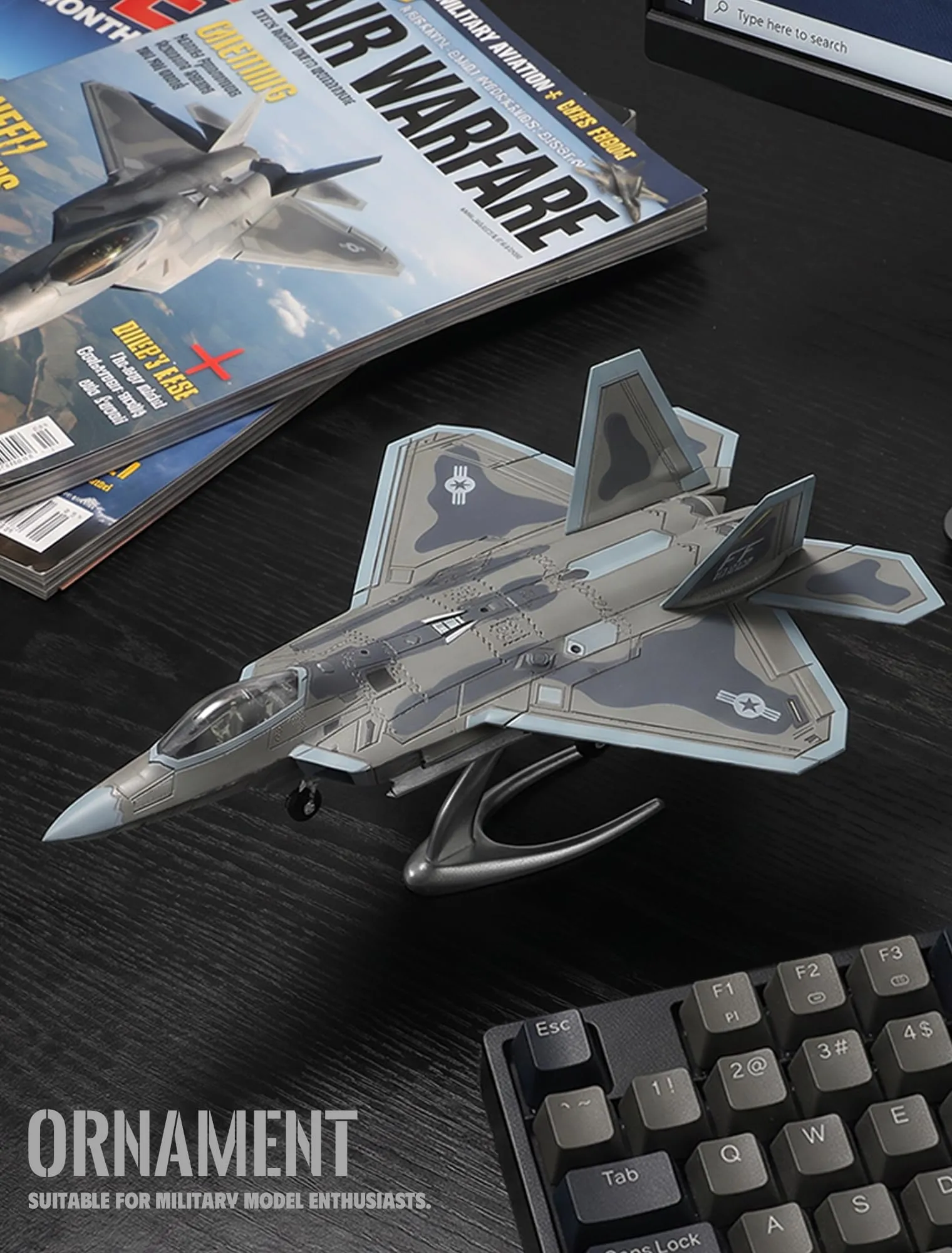 SEBUNAS F-22 Raptor Jet Modello di Costruzione Rapida Kit Aereo Militare in Plastica con Supporto (22 Pezzi) - immagine 5
