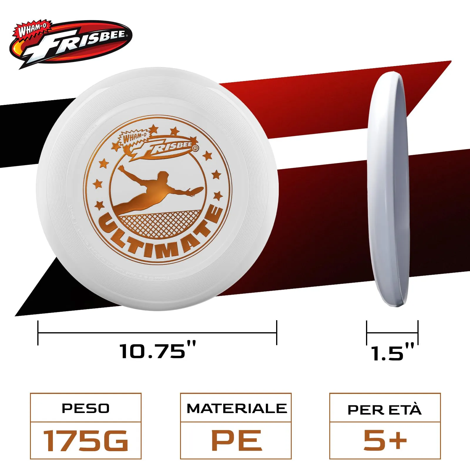 Wham-O Frisbee Disco Volante Ufficiale Ultimate 175g, 27.31cm - 3 Pack - immagine 2