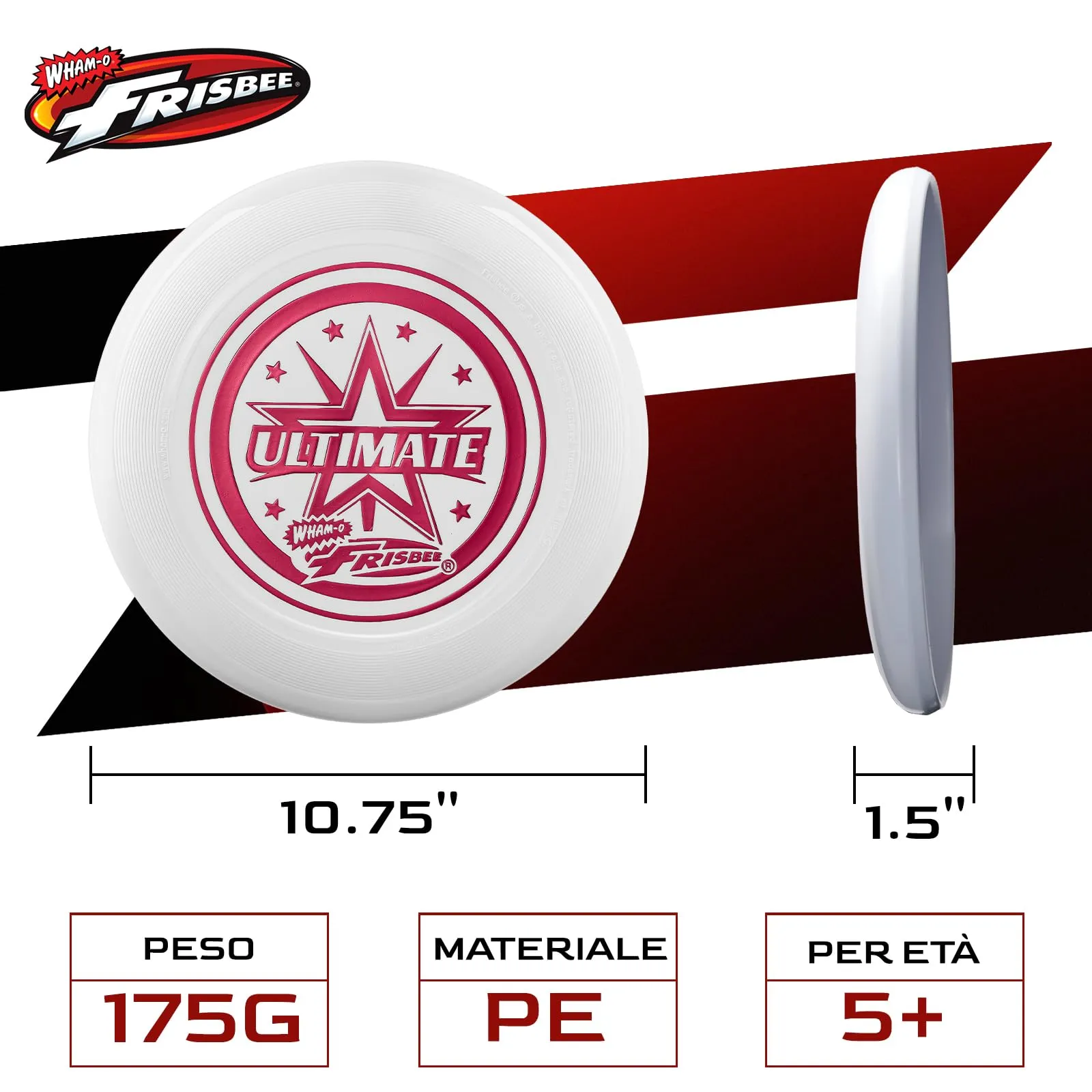 Wham-O Frisbee Disco Volante Ufficiale Ultimate 175g, 27.31cm - 2 Pack - immagine 2