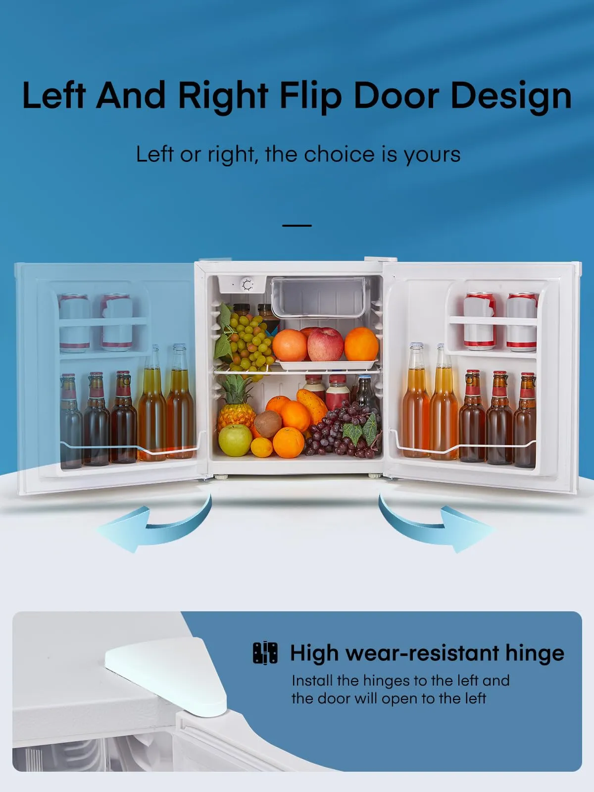 FOHERE Mini Frigo 46 Litri, BC-46, Classe Energetica E, Bianco - immagine 3