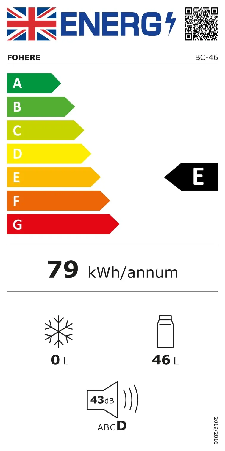 FOHERE Mini Frigo 46 Litri, BC-46, Classe Energetica E, Bianco - immagine 12