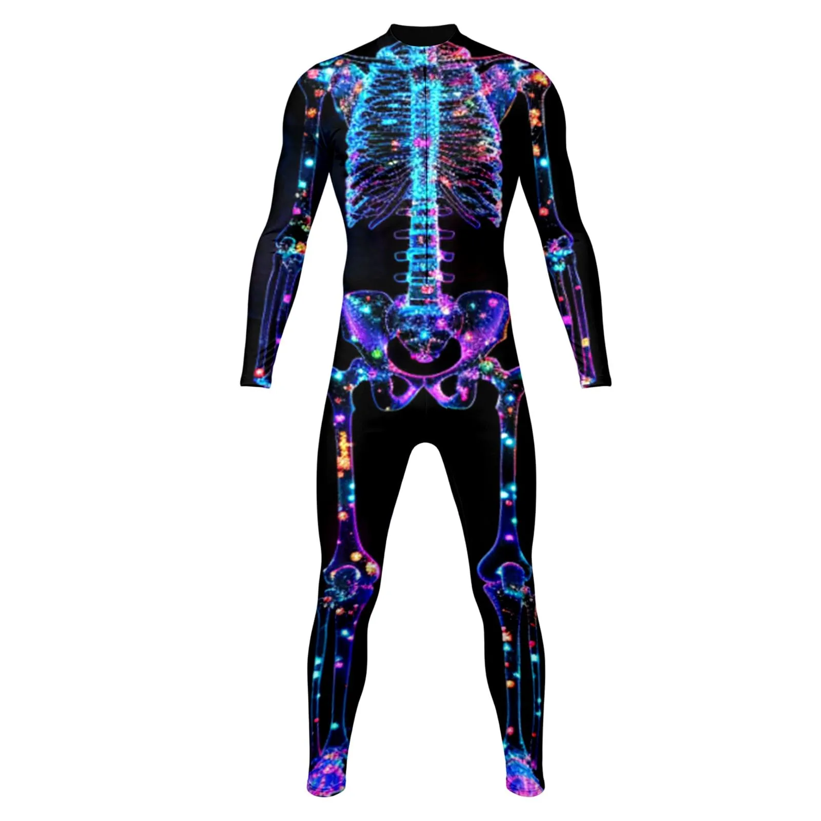 Vhersily Tuta da Donna con Stampa Scheletro 3D Slim Fit Costume Cosplay Halloween - immagine 5