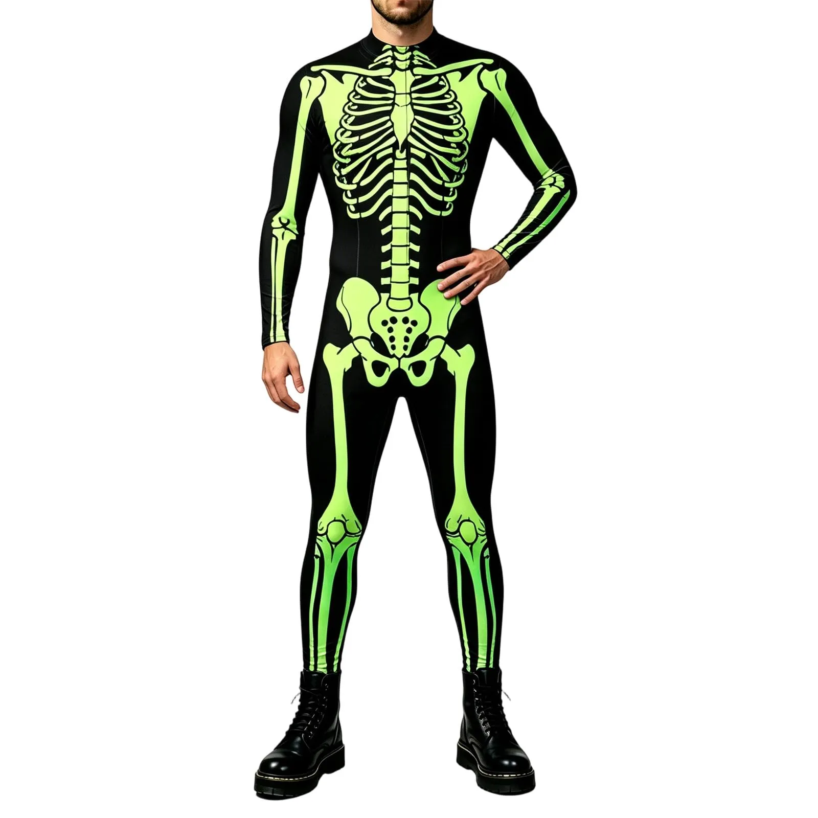 Vhersily Tuta da Donna Scheletro di Halloween Leggings Slim Fit Costume Cosplay Stampa 3D - immagine 1