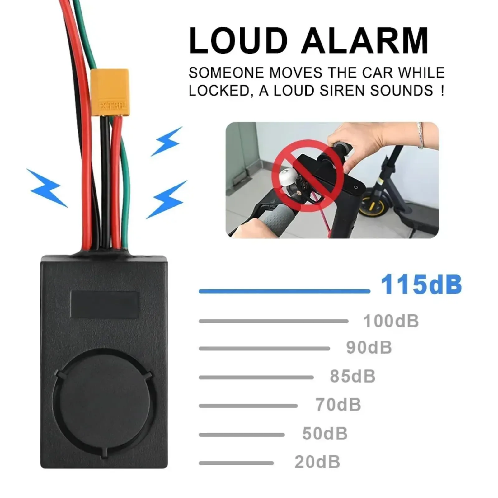 XBERSTAR Allarme Antifurto 115 dB per Ninebot Max G30 (Interfaccia MAX G30-XT60) - immagine 6