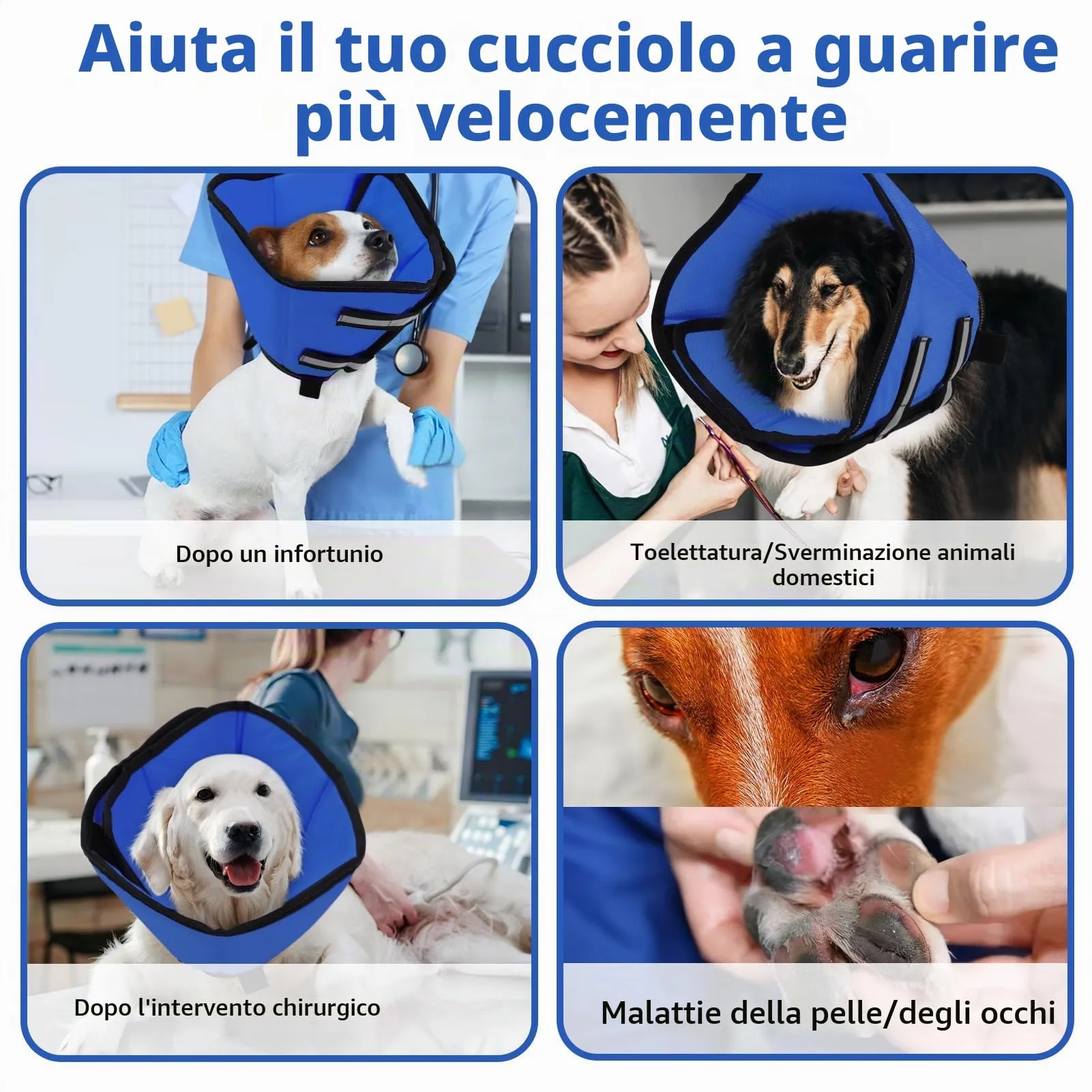 PUZAUKAL Collare Elisabettiano Morbido per Cani, Taglia S, Blu - immagine 4