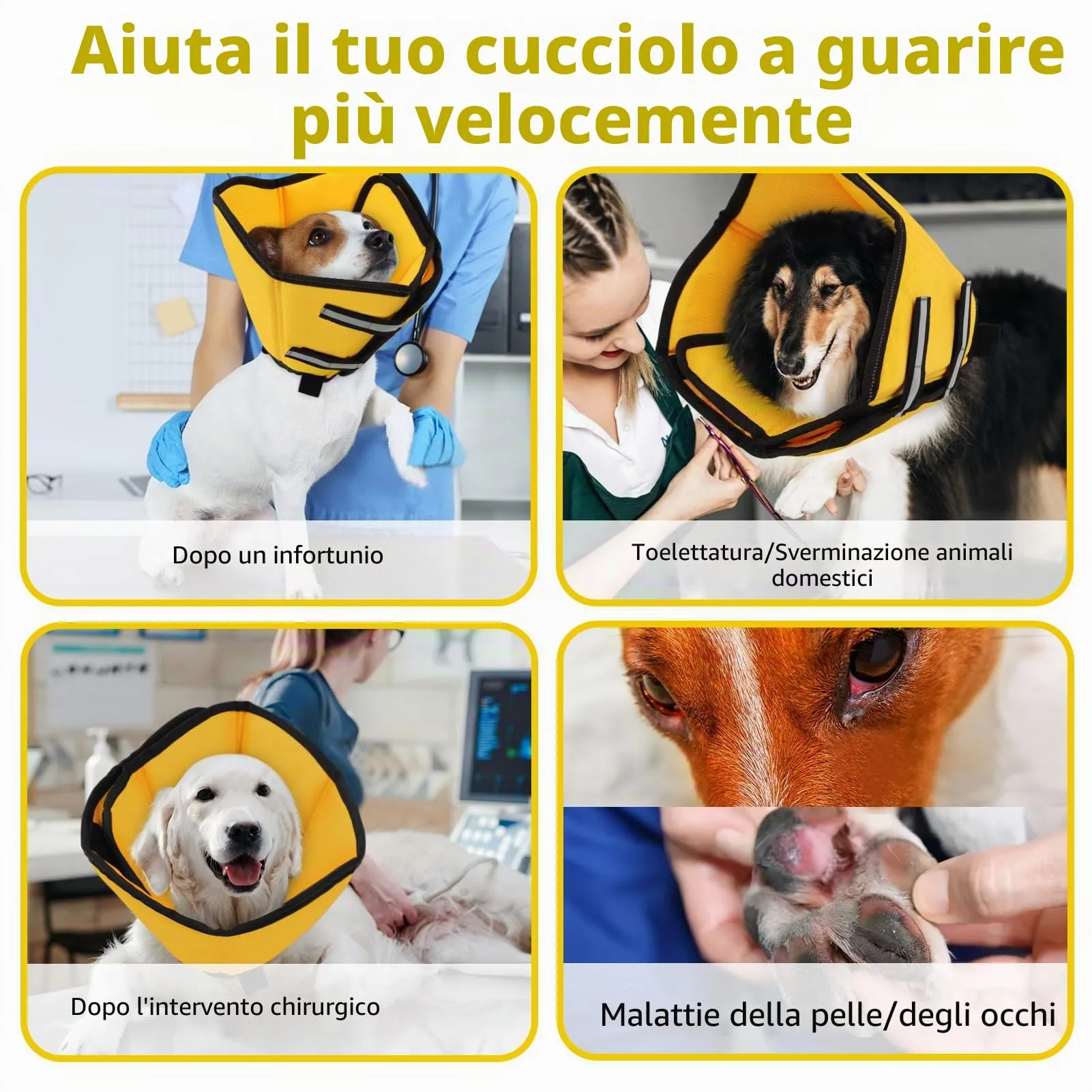 PUZAUKAL Collare Elisabettiano Morbido per Cani, Taglia S, Giallo - immagine 4