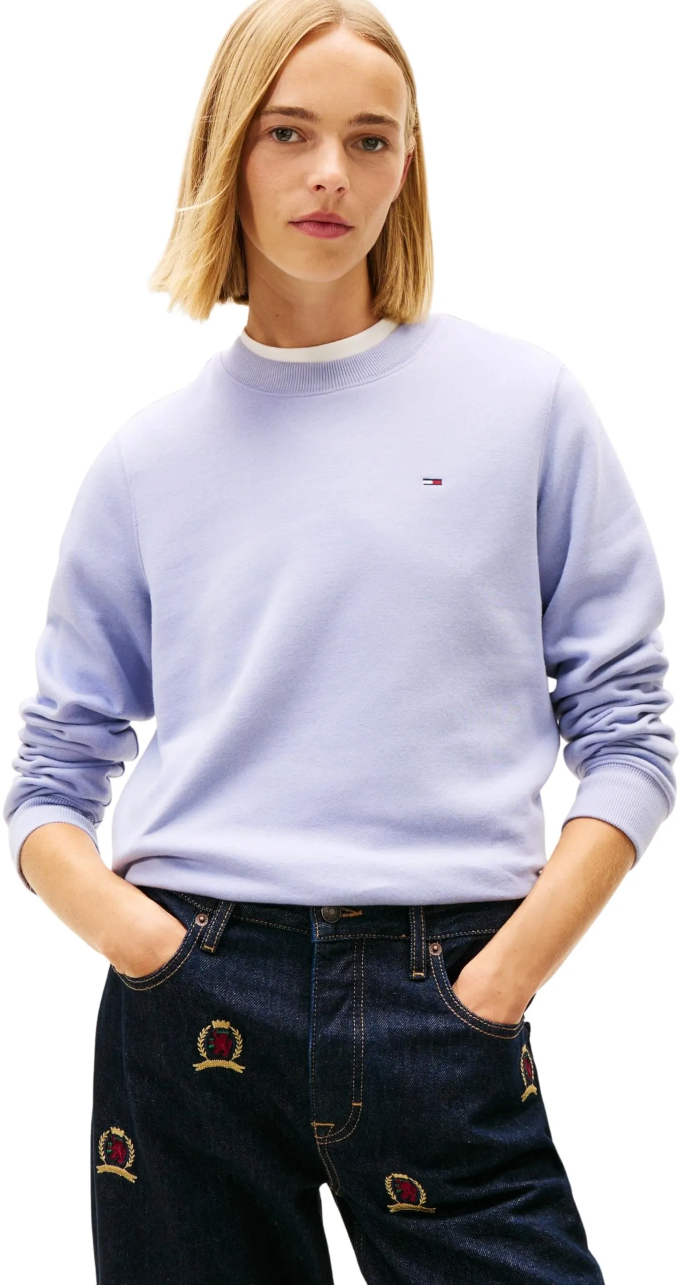 Tommy Jeans Donna Pullover Crew Neck, Blu Periwinkle Dusk, XL - immagine 1