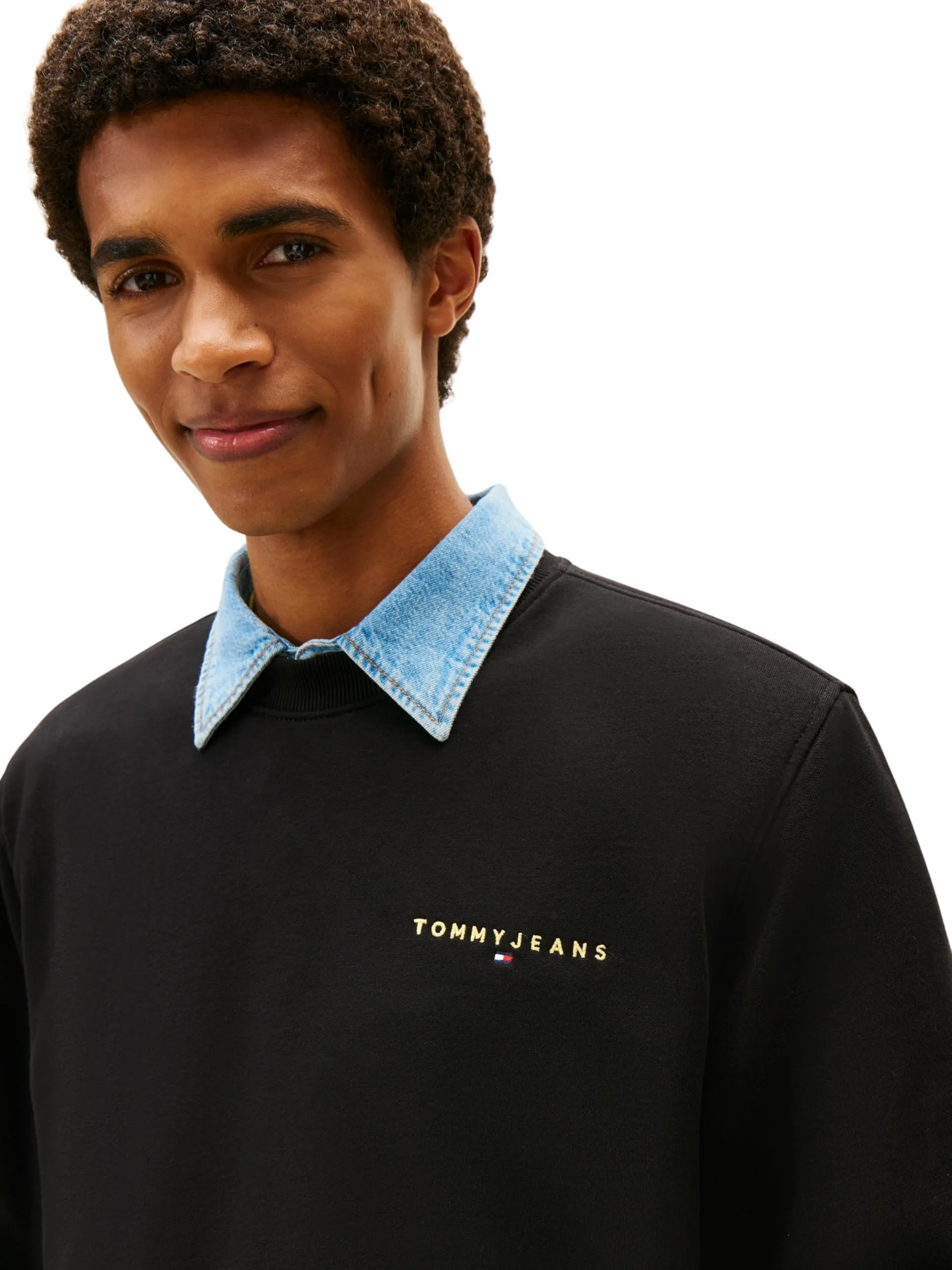 Tommy Jeans Linear Crew Neck Sweatshirt, Black, M - immagine 4