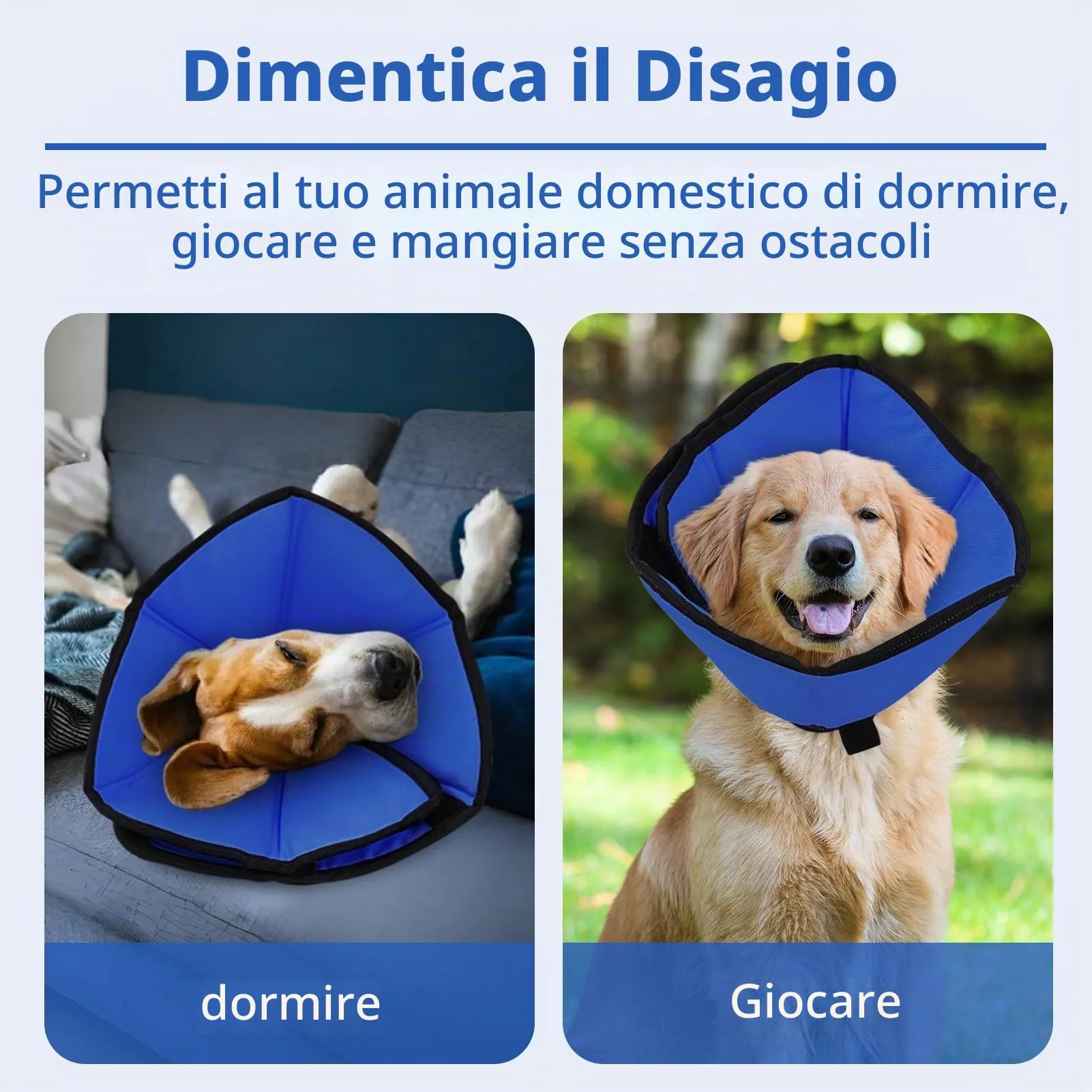 PUZAUKAL Collare Elisabettiano Morbido per Cani, Taglia L, Blu - immagine 6