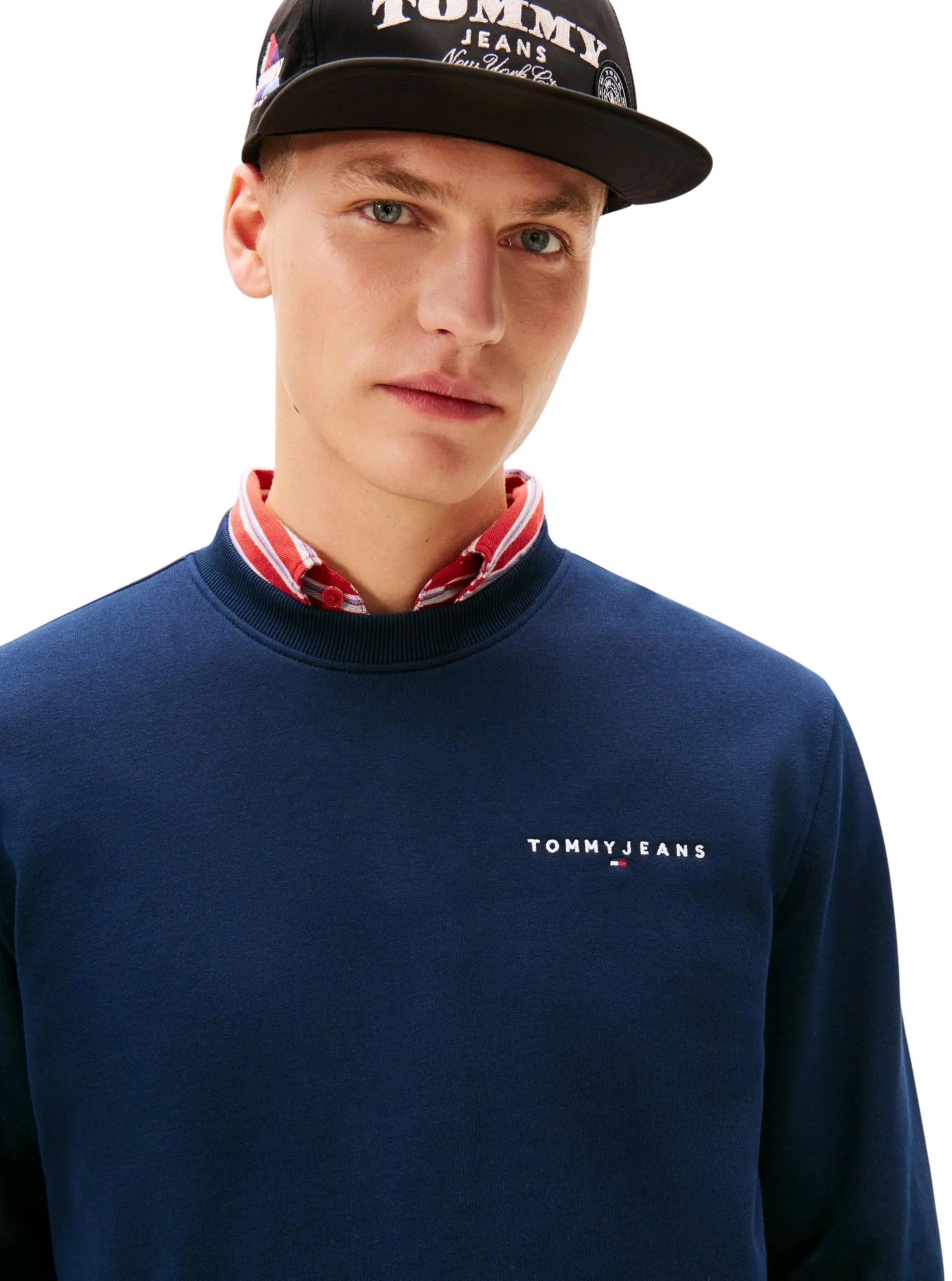 Tommy Jeans Felpa Linear Scollo Rotondo, Blu Dark Night Navy, S - immagine 4