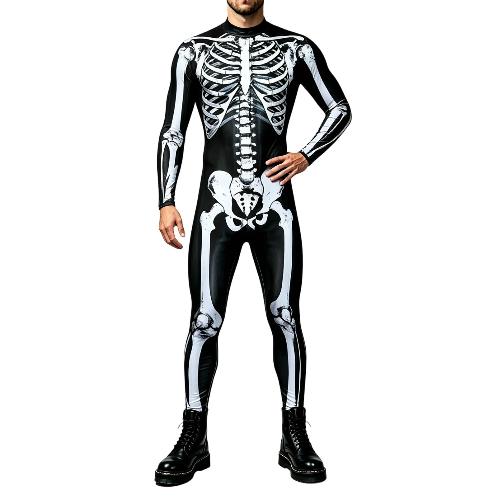 Vhersily Tuta da Donna Scheletro di Halloween Leggings Slim Fit Costume Cosplay Stampa 3D - immagine 1
