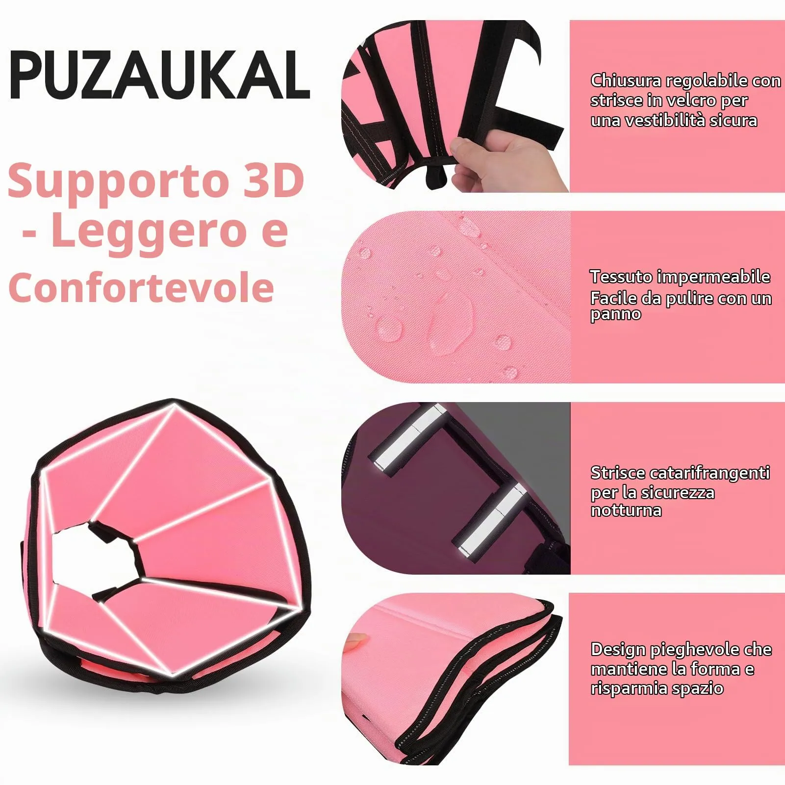 PUZAUKAL Collare Elisabettiano Morbido per Cani, XL, Rosa - immagine 2