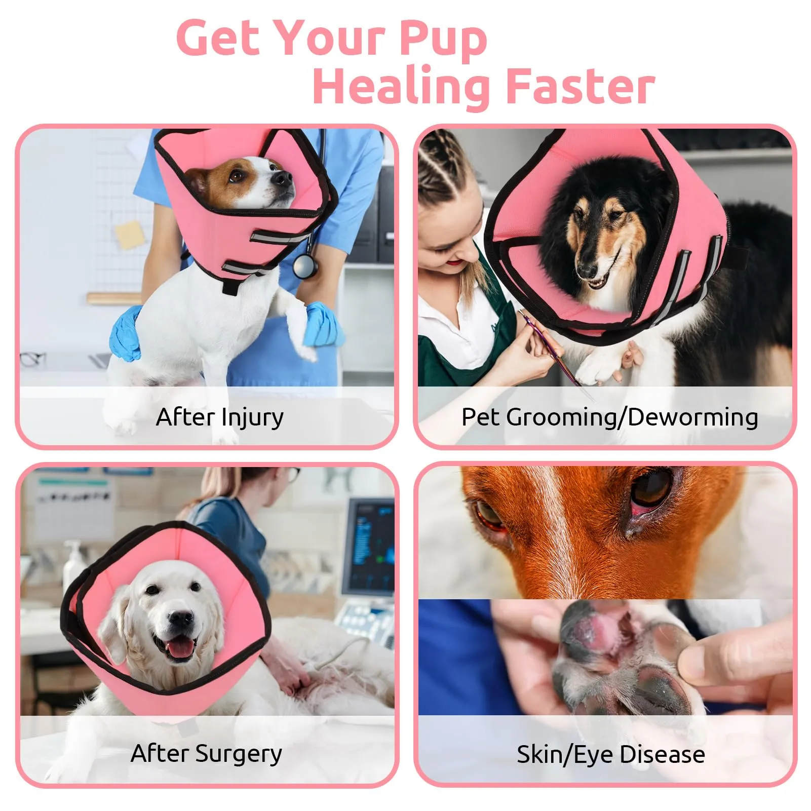 PUZAUKAL Collare Elisabettiano Morbido per Cani, XL, Rosa - immagine 4